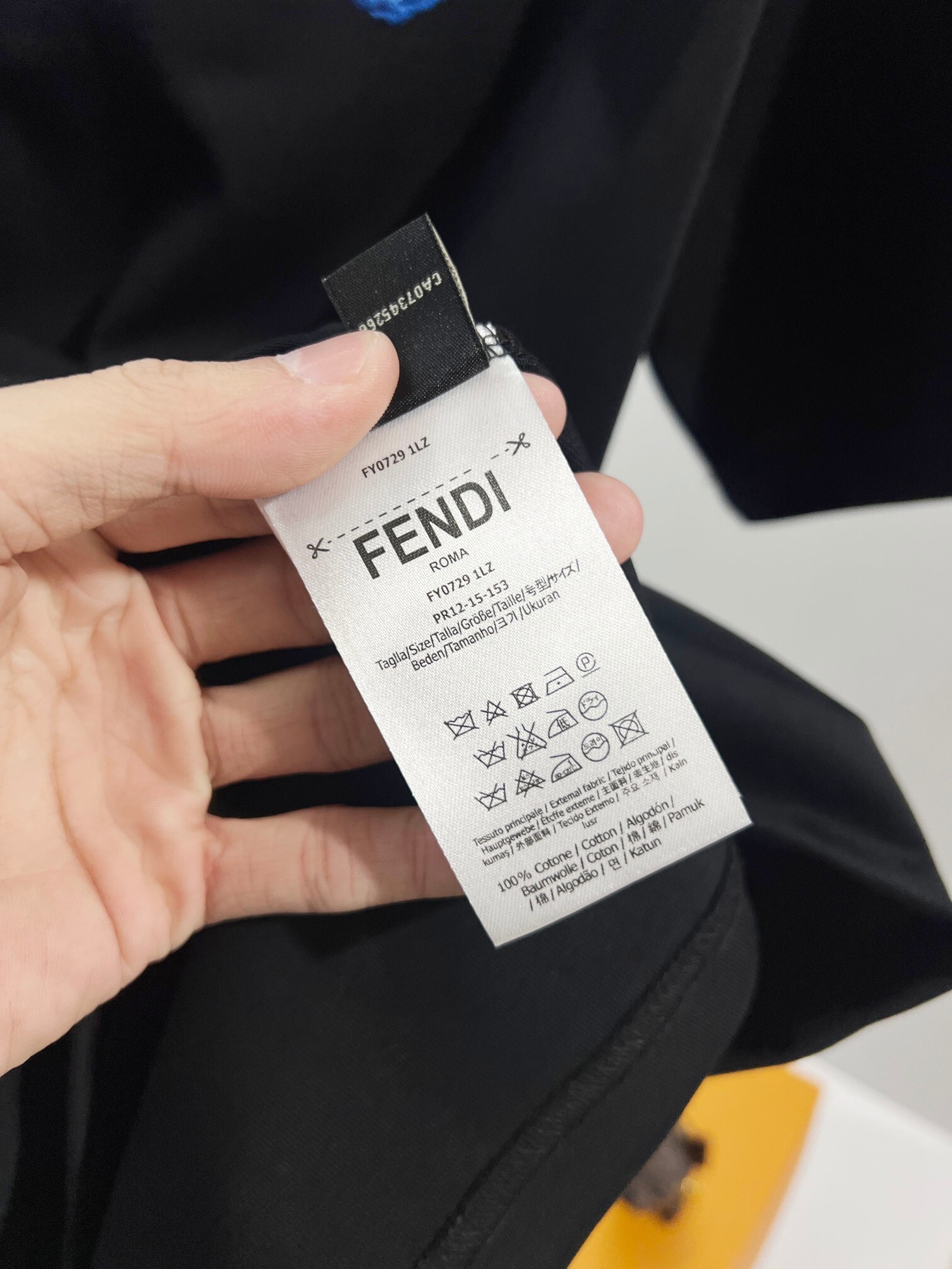 Fendi Blue Embroidered Letter T-shirt YL Black/White