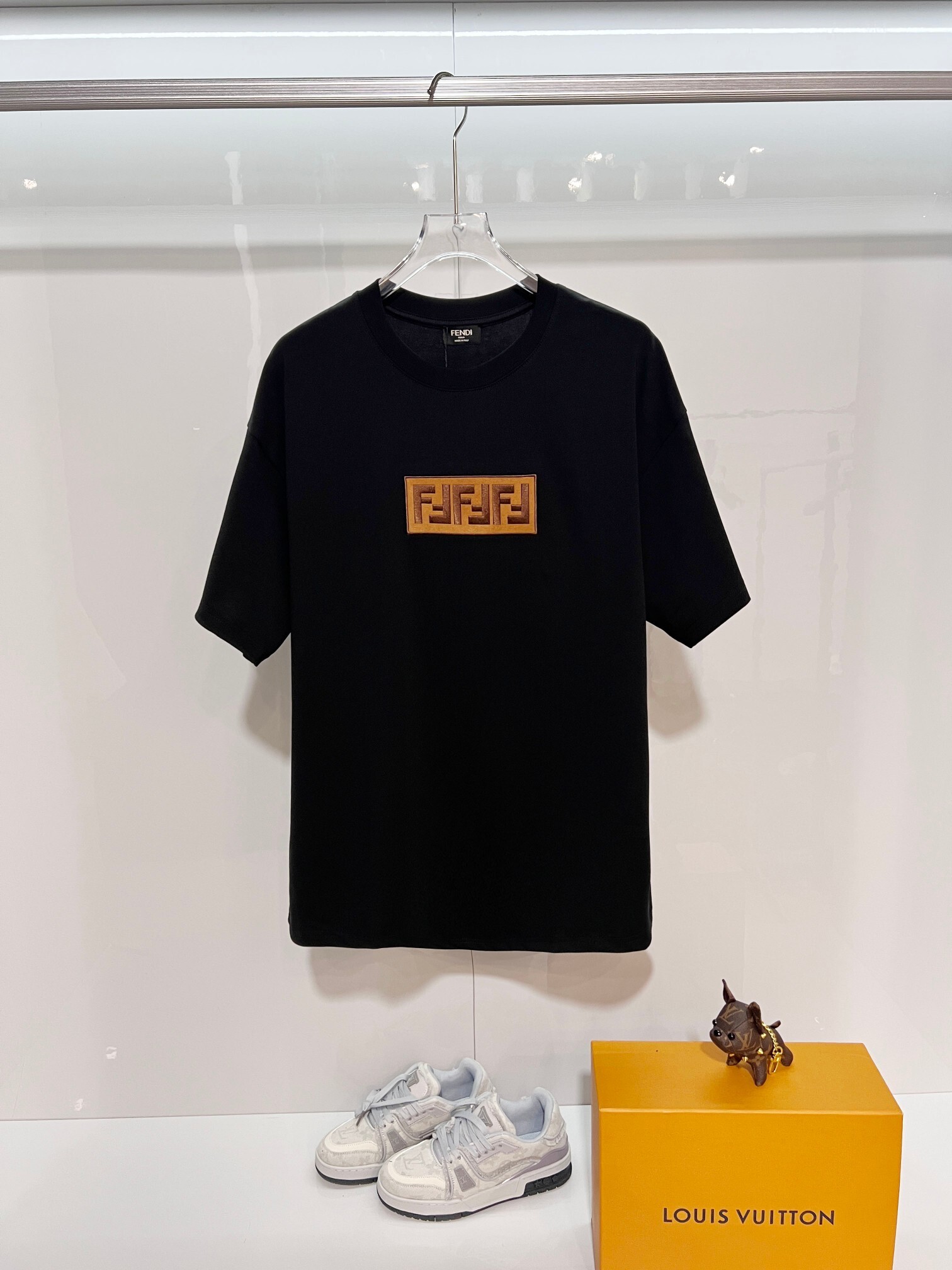 Fendi Brown Yellow Letter T-shirt YL Black/White