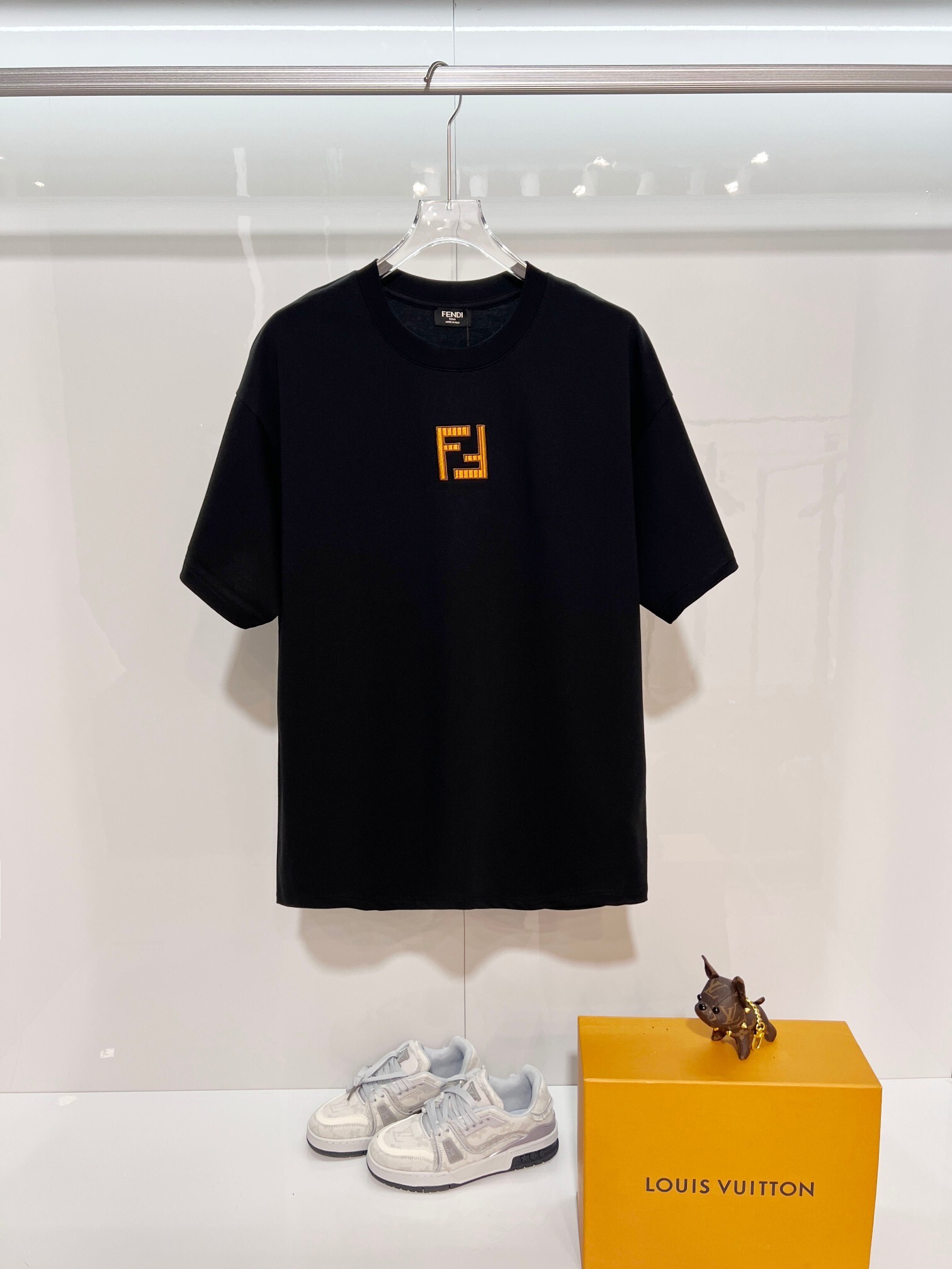 Fendi Chest Pair of Letters T-Shirt YL Black/White