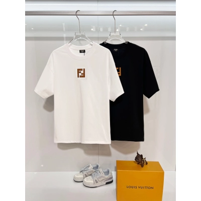Fendi Chest Pair of Letters T-Shirt YL Black/White 02