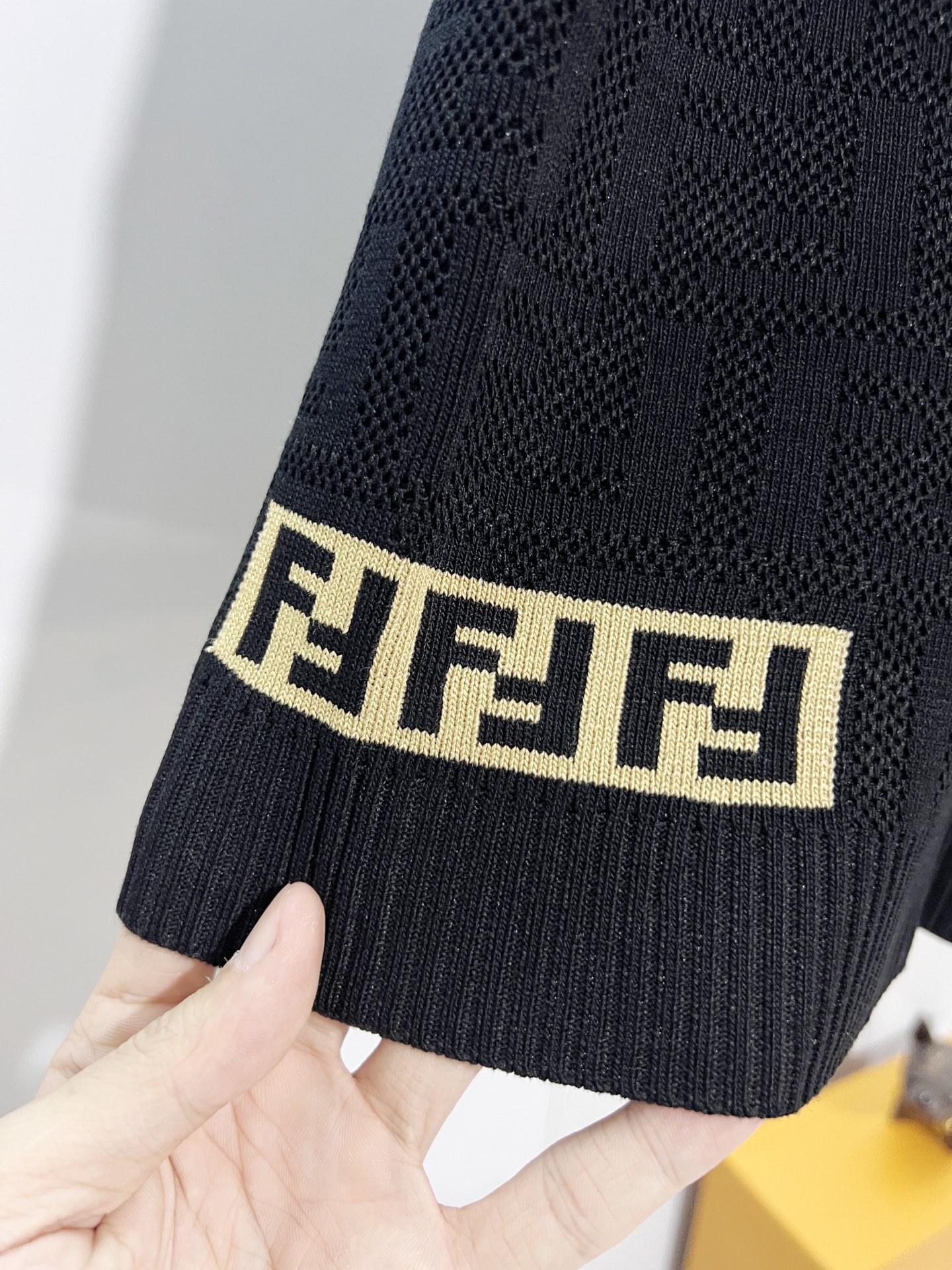 Fendi Dark Pattern 2026 SS Knitted Shorts YL Black