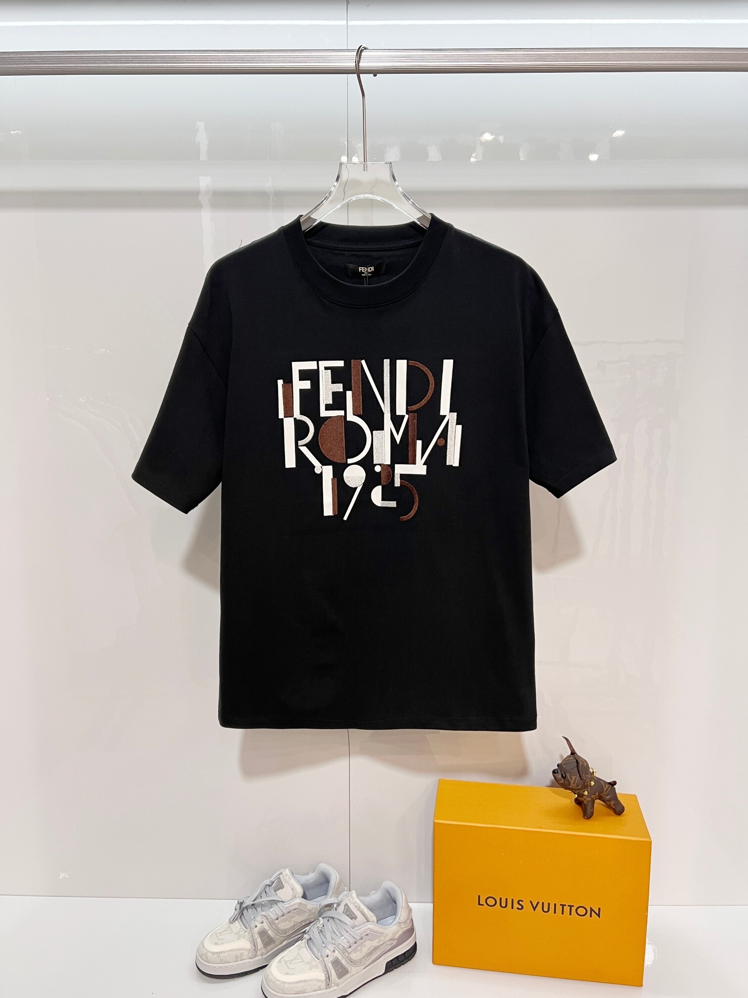 Fendi Embroidered Letter 1925 T-shirt YL Black/White