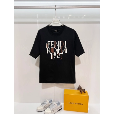 Fendi Embroidered Letter 1925 T-shirt YL Black/White 01