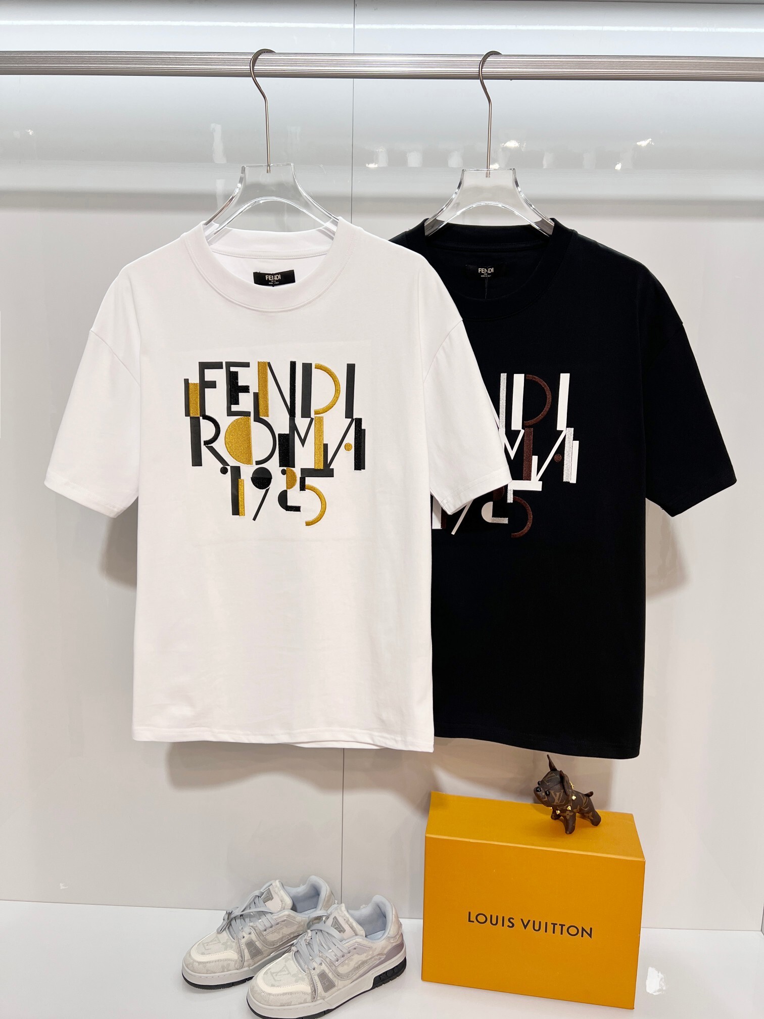 Fendi Embroidered Letter 1925 T-shirt YL Black/White