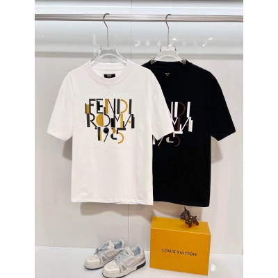 Fendi Embroidered Letter 1925 T-shirt YL Black/White 02
