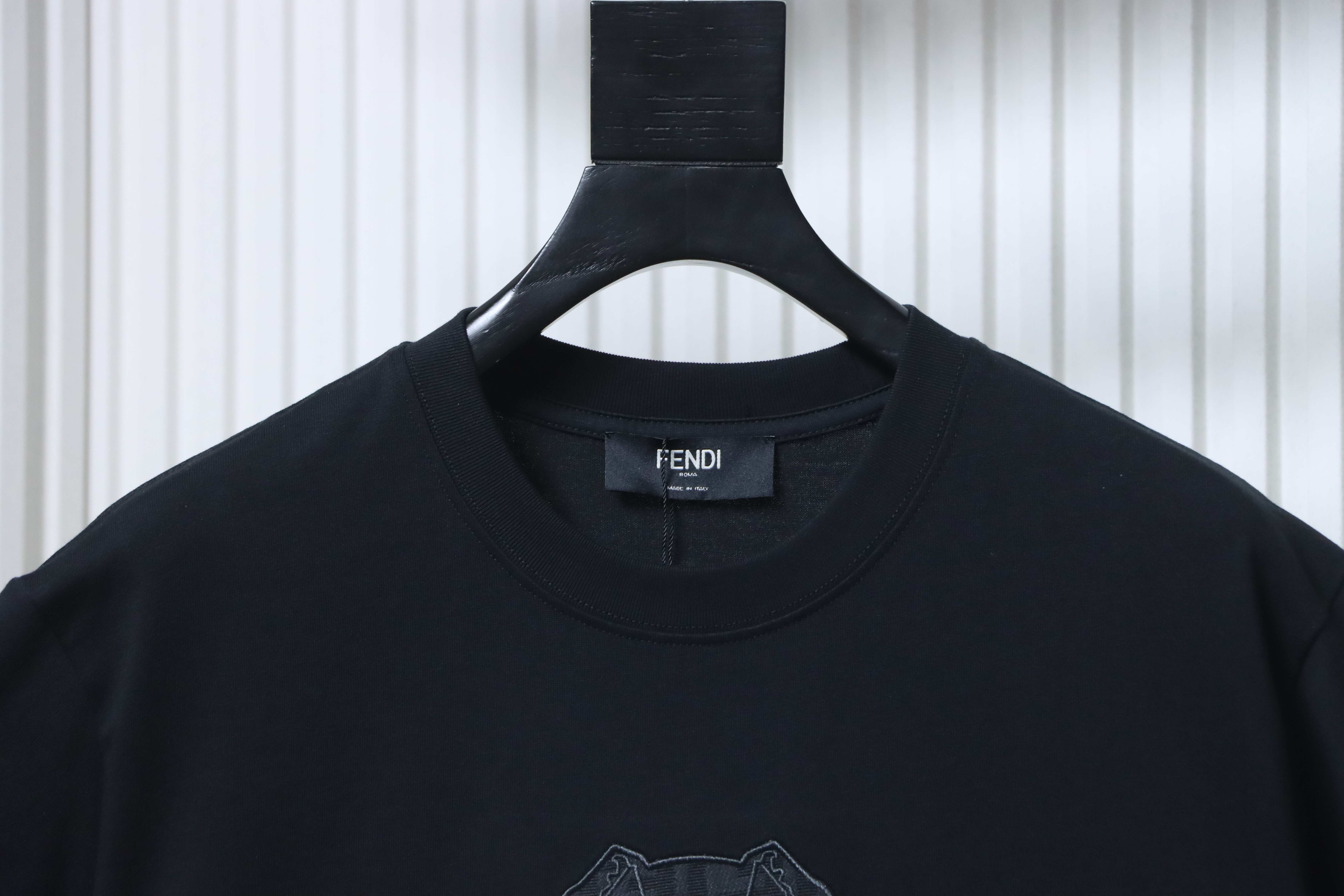 Fendi Embroidered Pet Dog F Letter Logo T-Shirt YL All Black