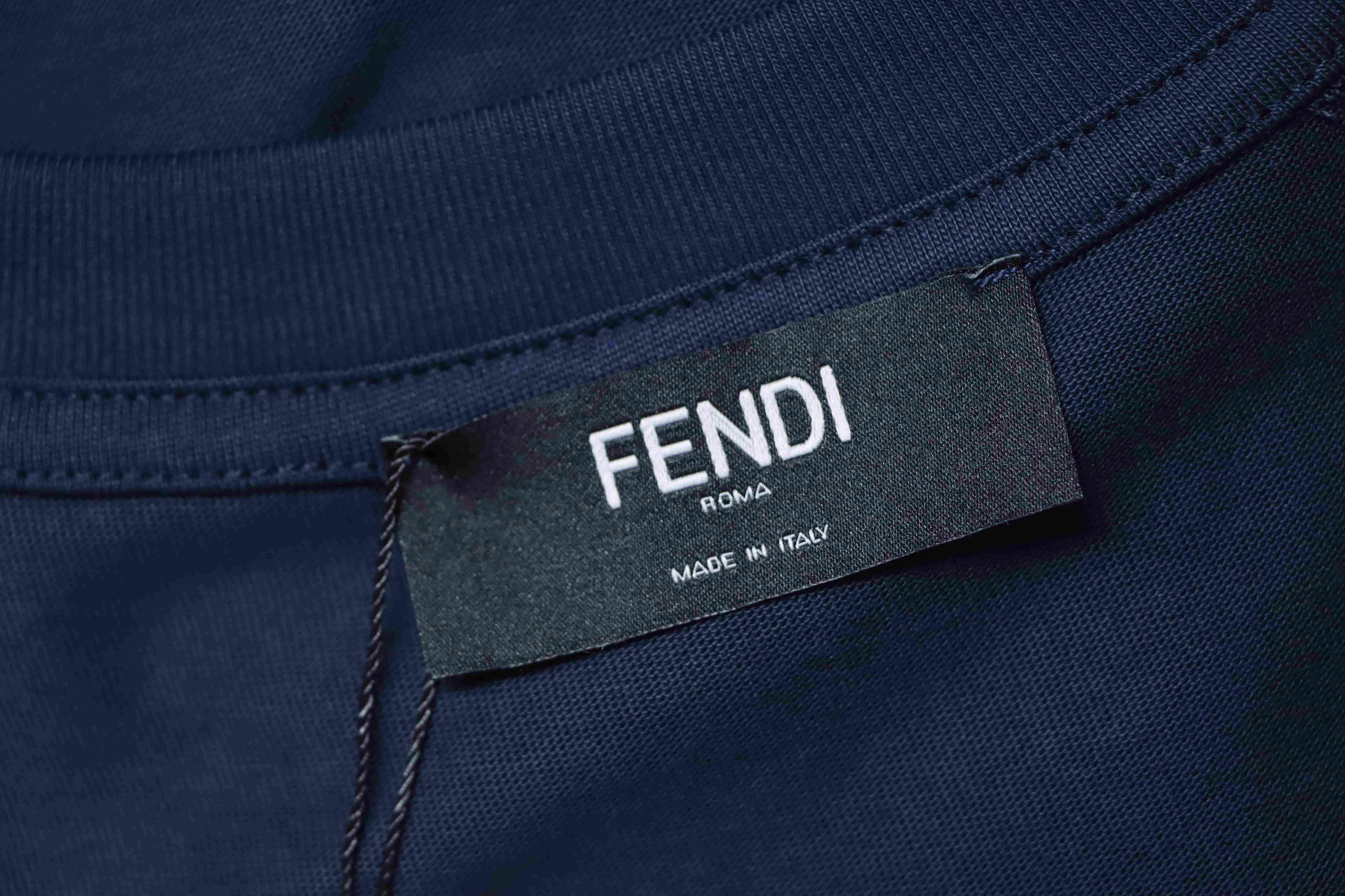 Fendi Embroidered Pet Dog F Letter Logo T-Shirt YL Navy Blue