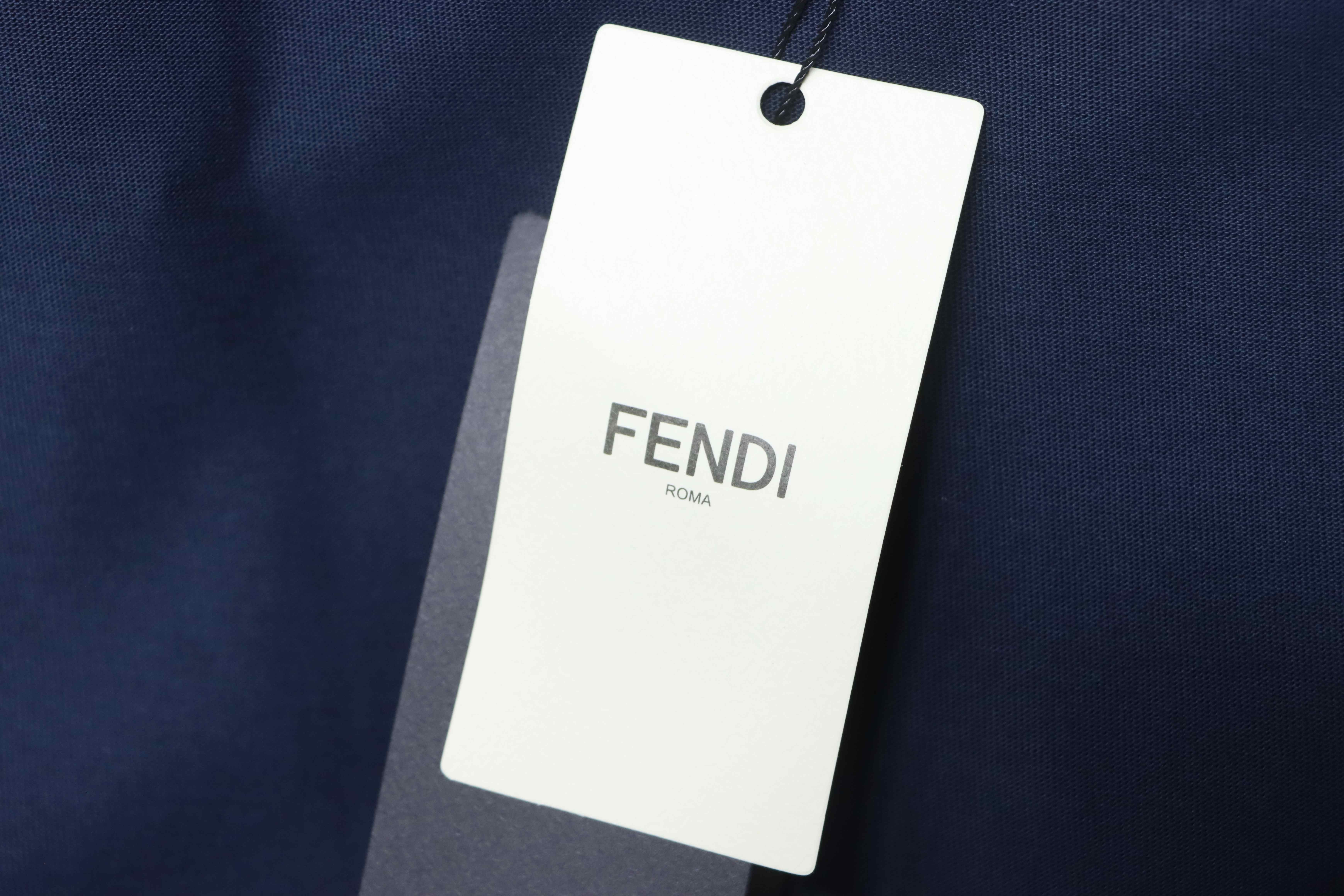 Fendi Embroidered Pet Dog F Letter Logo T-Shirt YL Navy Blue