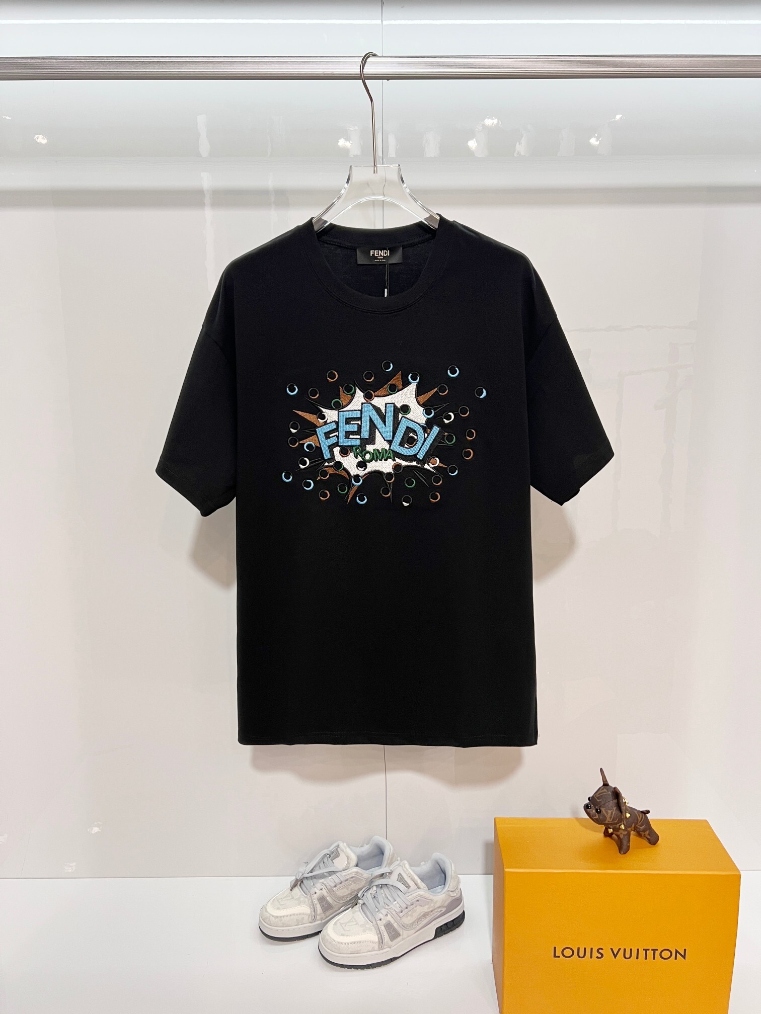 Fendi Explosive Letter T-Shirt YL Black/White
