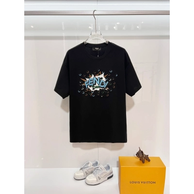 Fendi Explosive Letter T-Shirt YL Black/White 01