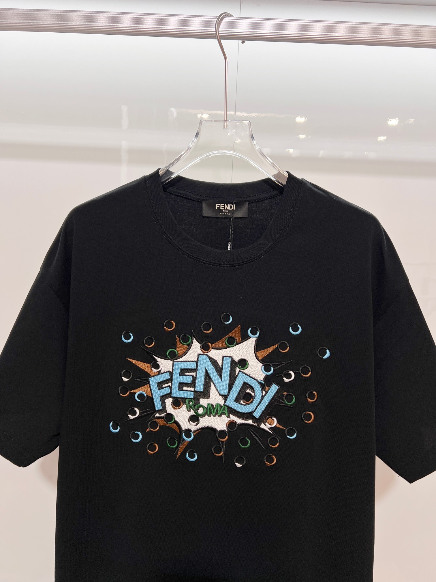 Fendi Explosive Letter T-Shirt YL Black/White