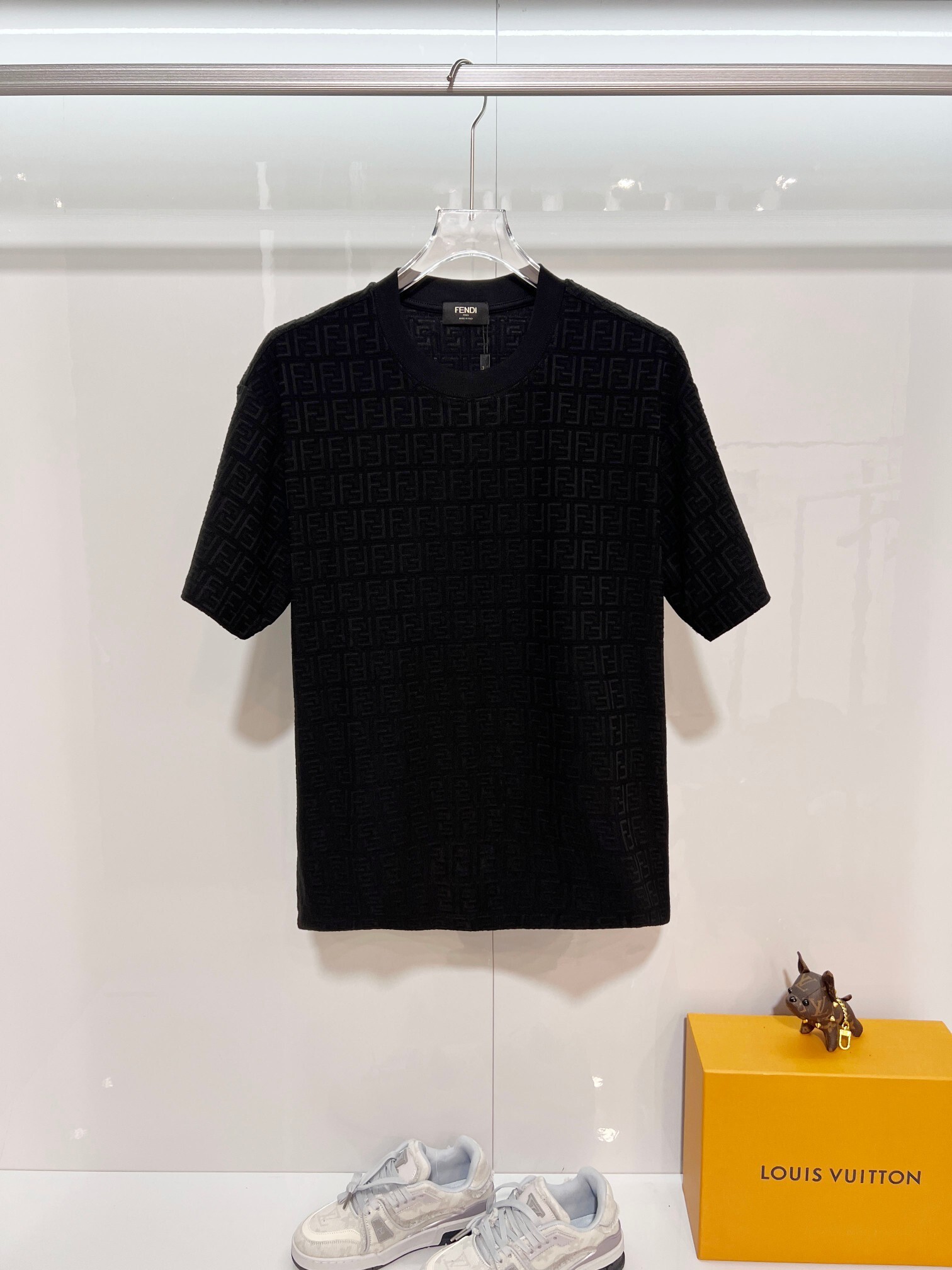 Fendi Full Print Letter T-Shirt YL Black/White