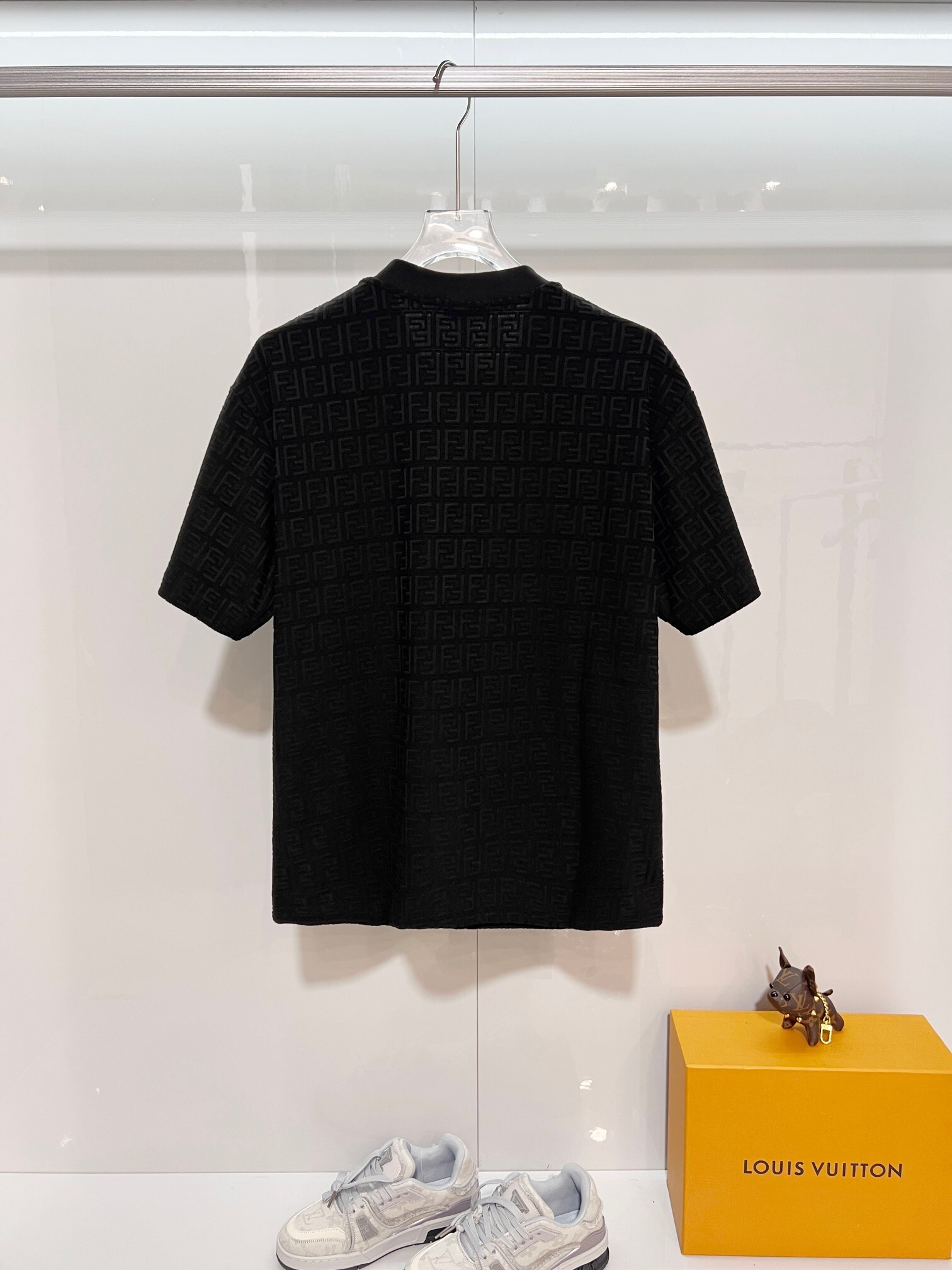 Fendi Full Print Letter T-Shirt YL Black/White