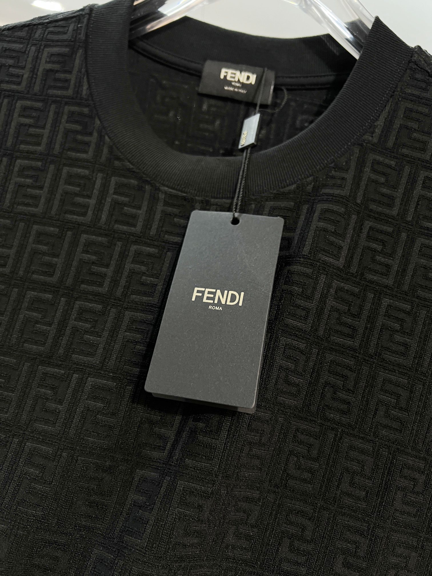 Fendi Full Print Letter T-Shirt YL Black/White