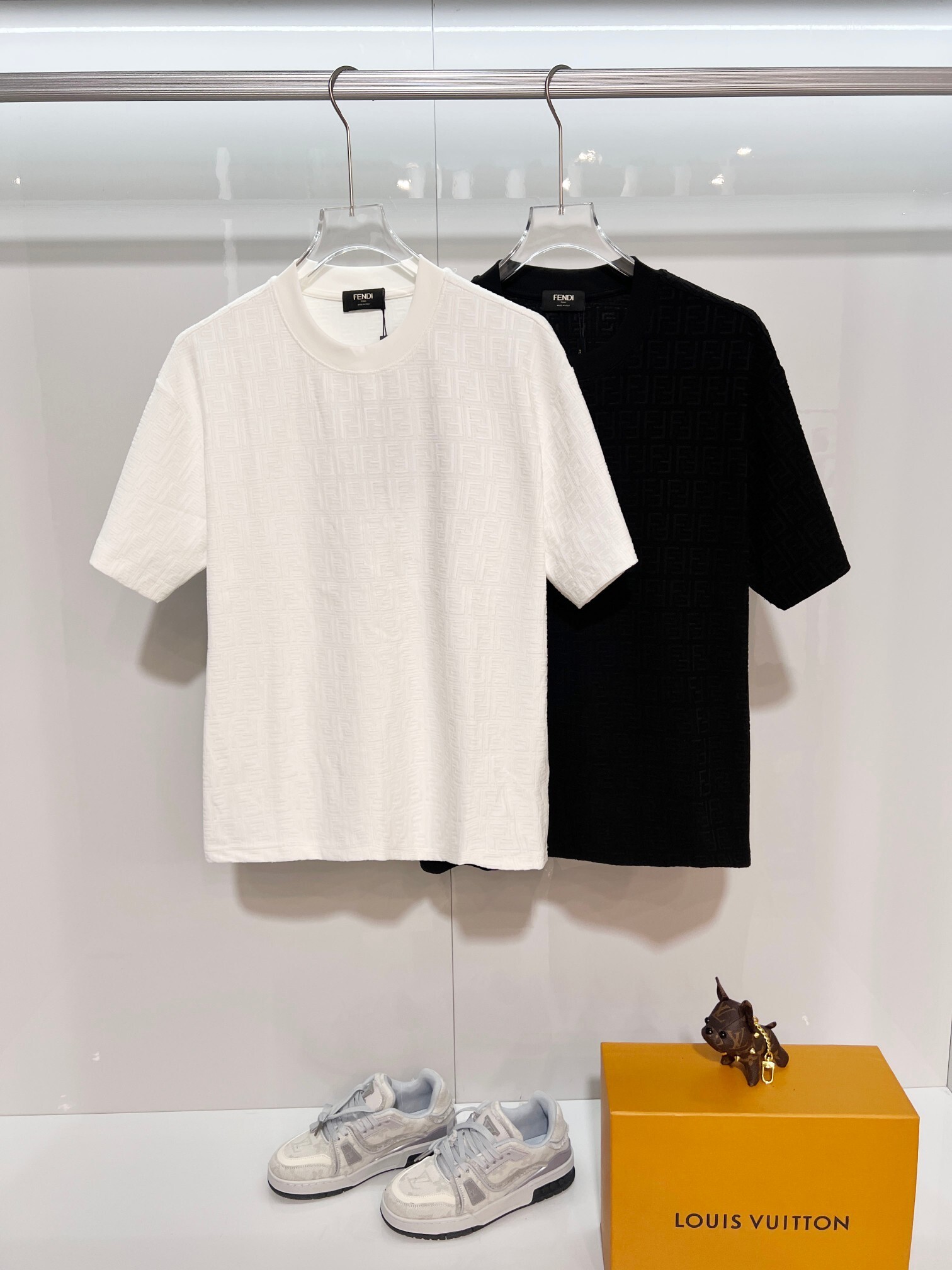 Fendi Full Print Letter T-Shirt YL Black/White