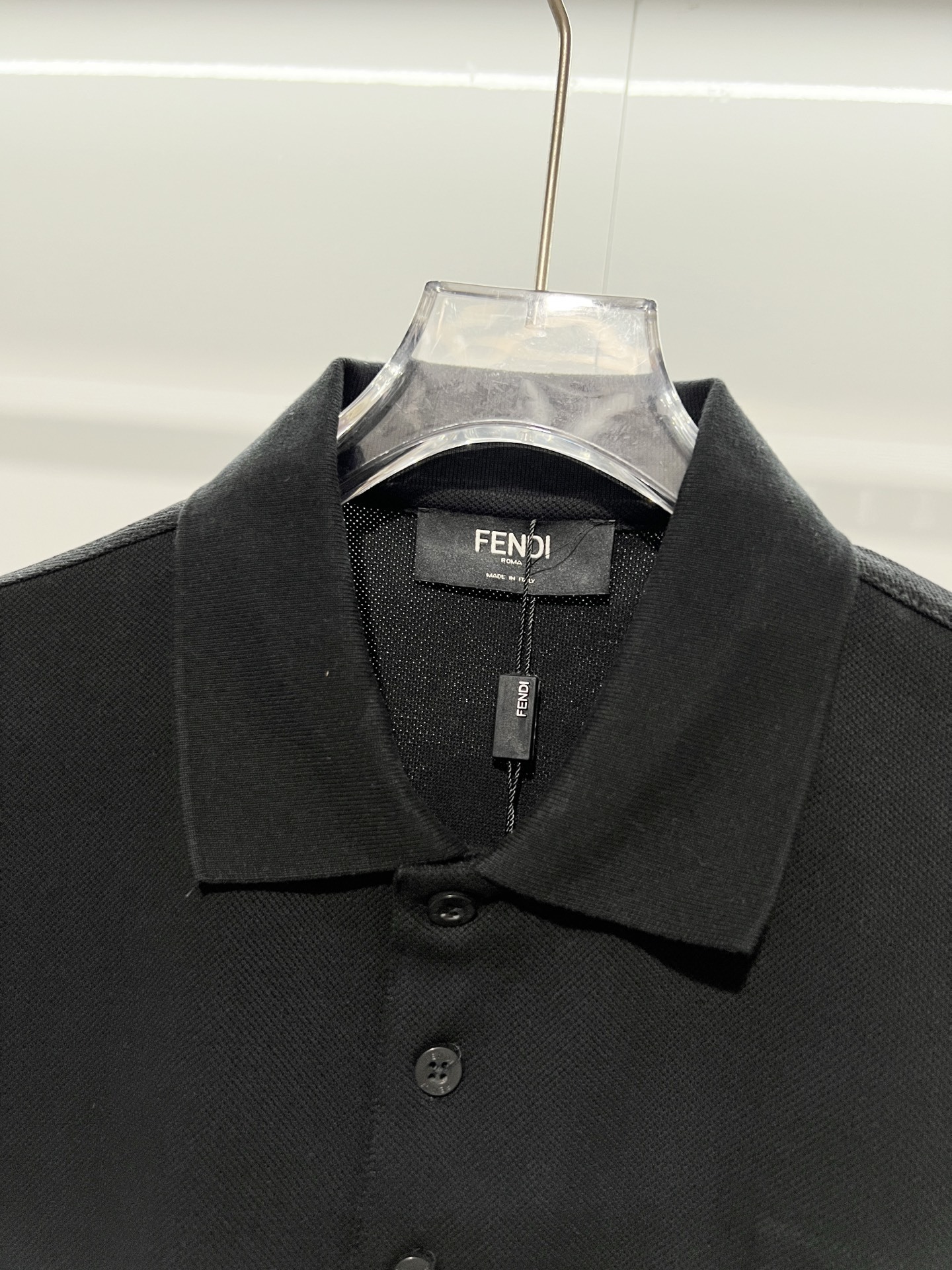 Fendi Lapel Polo Shirt YL Black