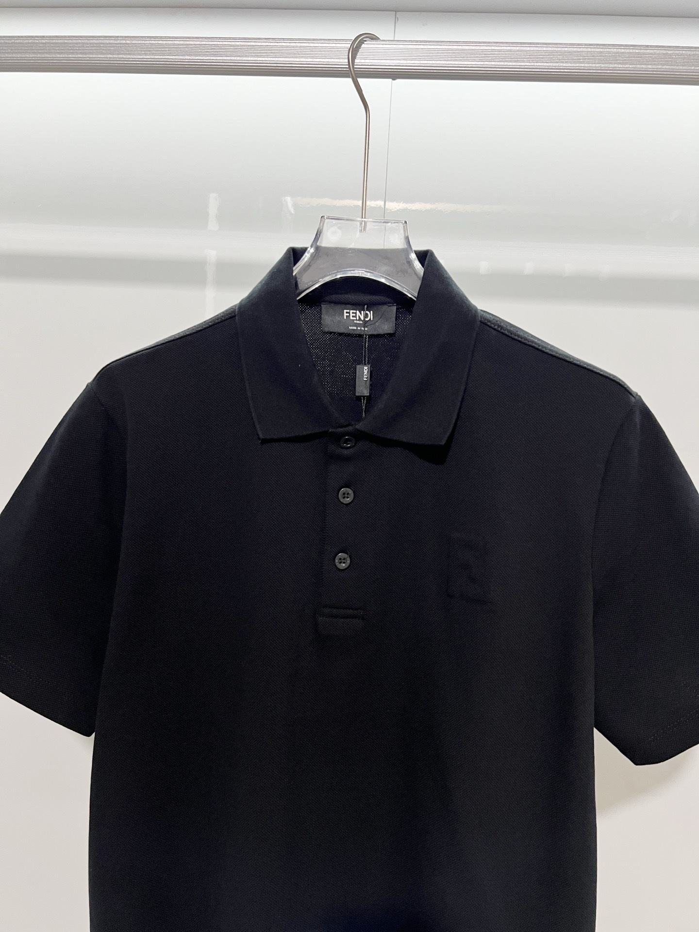 Fendi Lapel Polo Shirt YL Black