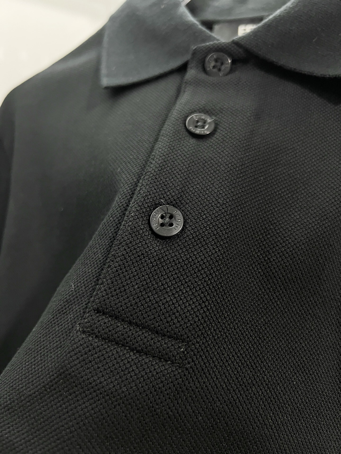 Fendi Lapel Polo Shirt YL Black