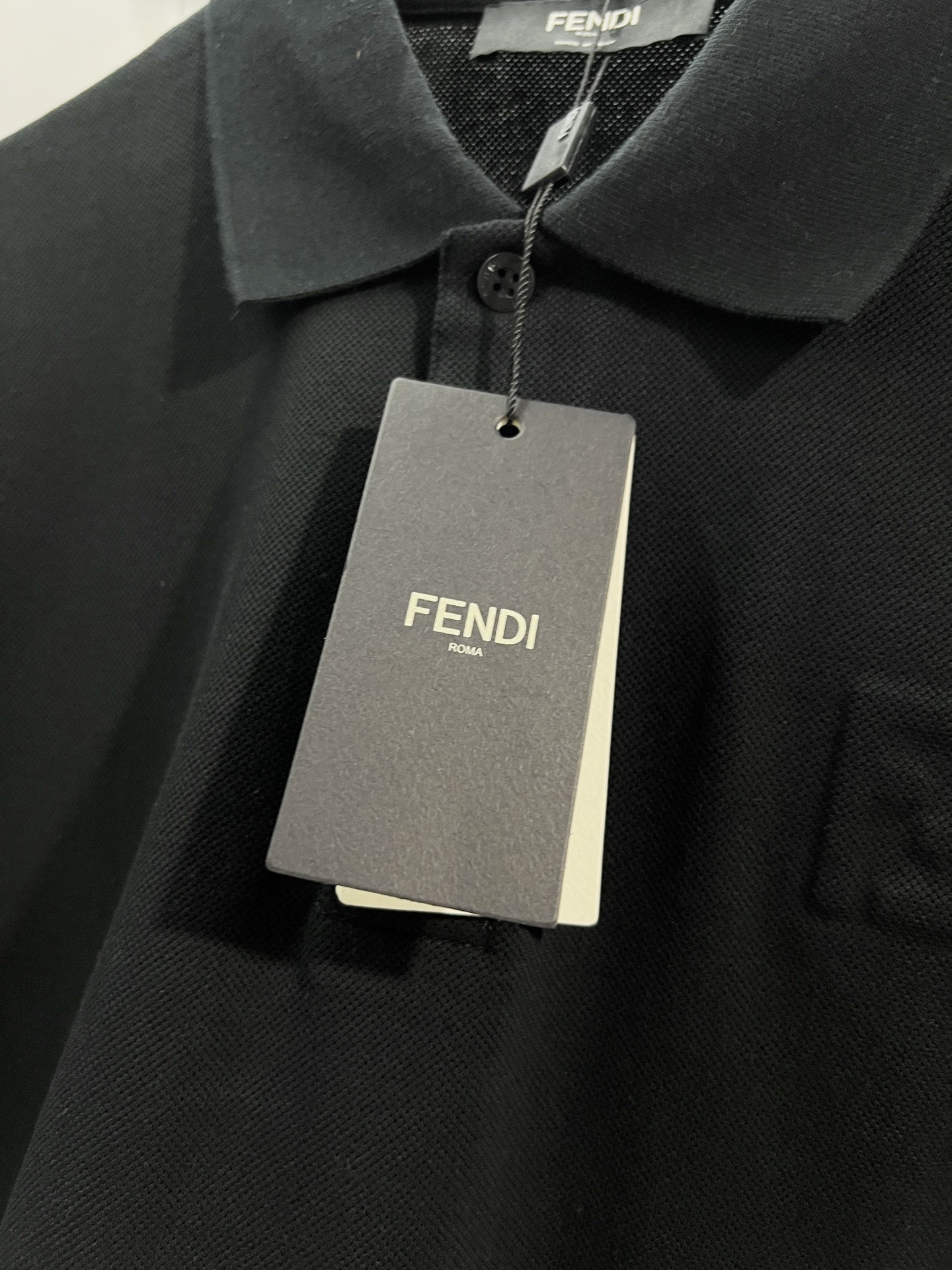 Fendi Lapel Polo Shirt YL Black