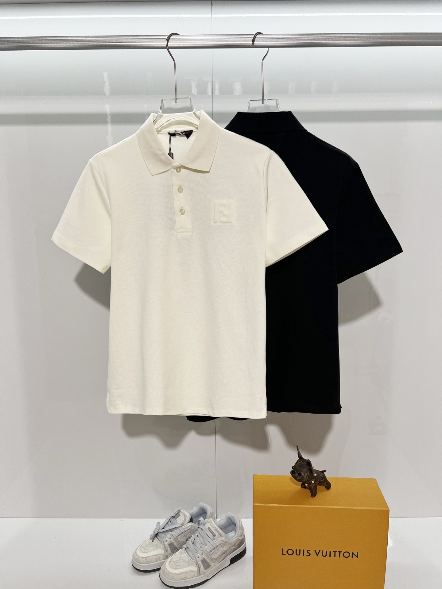 Fendi Lapel Polo Shirt YL Black