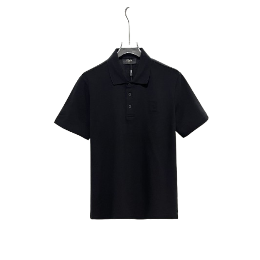 Fendi Lapel Polo Shirt YL Black