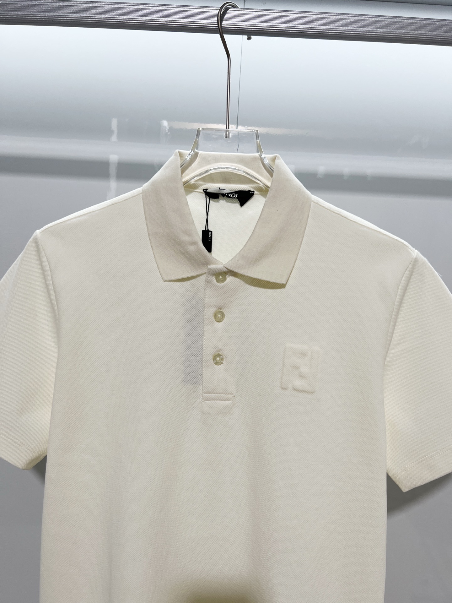 Fendi Lapel Polo Shirt YL White
