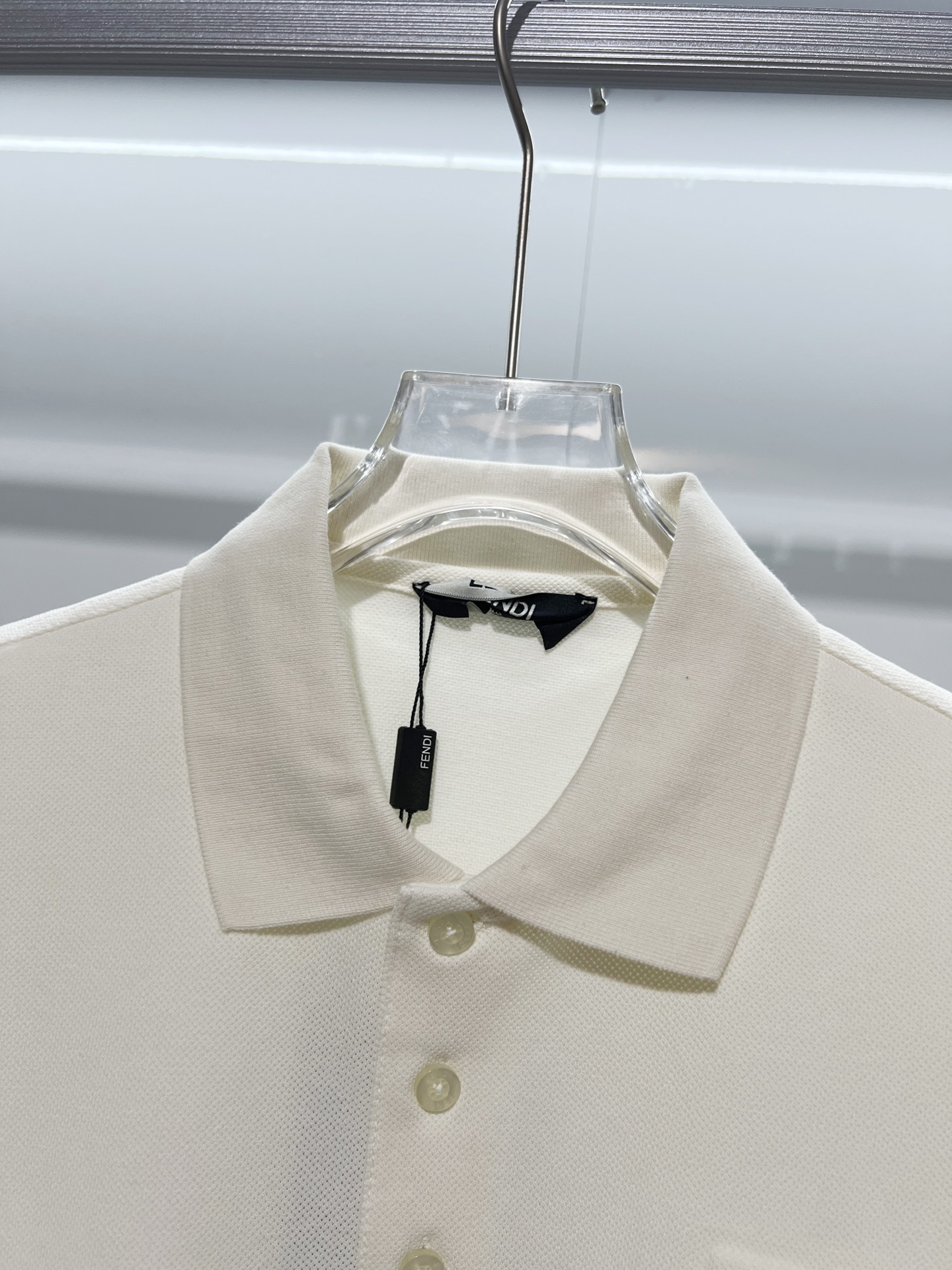 Fendi Lapel Polo Shirt YL White