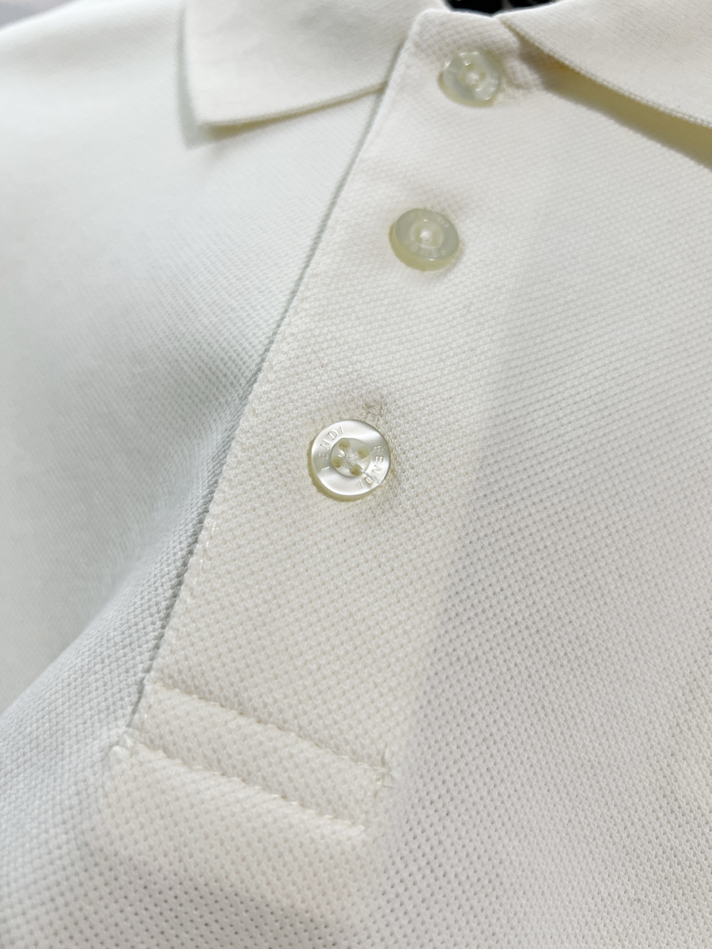 Fendi Lapel Polo Shirt YL White