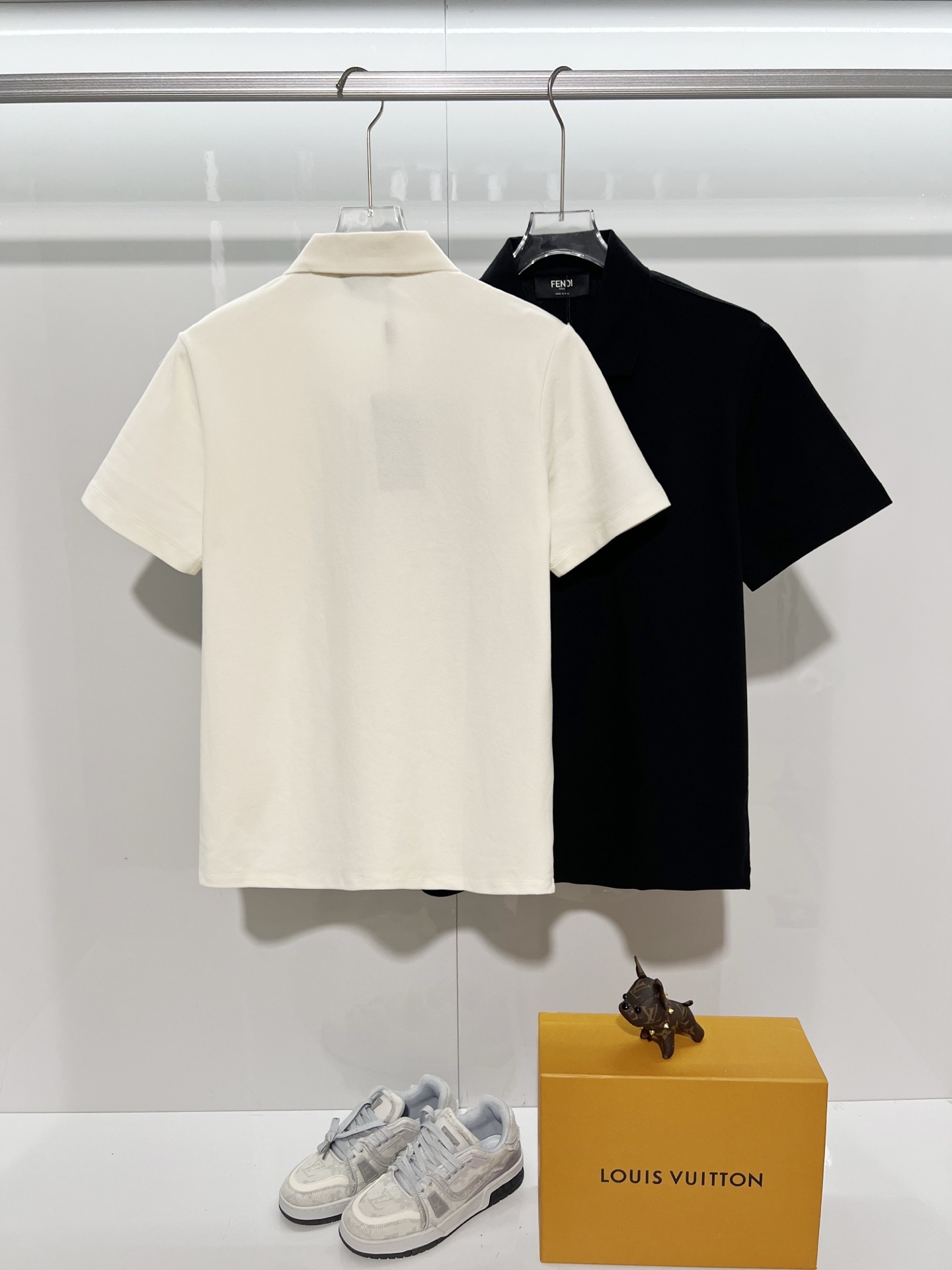 Fendi Lapel Polo Shirt YL White