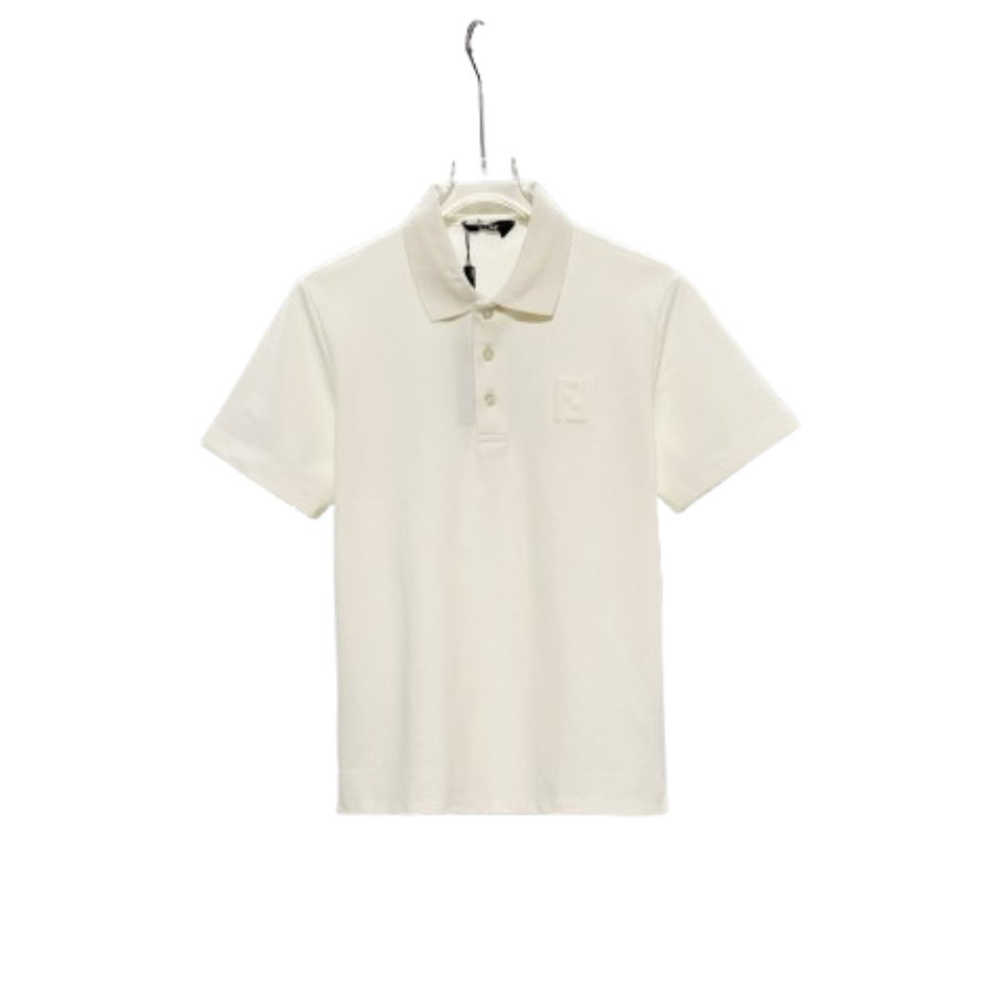 Fendi Lapel Polo Shirt YL White