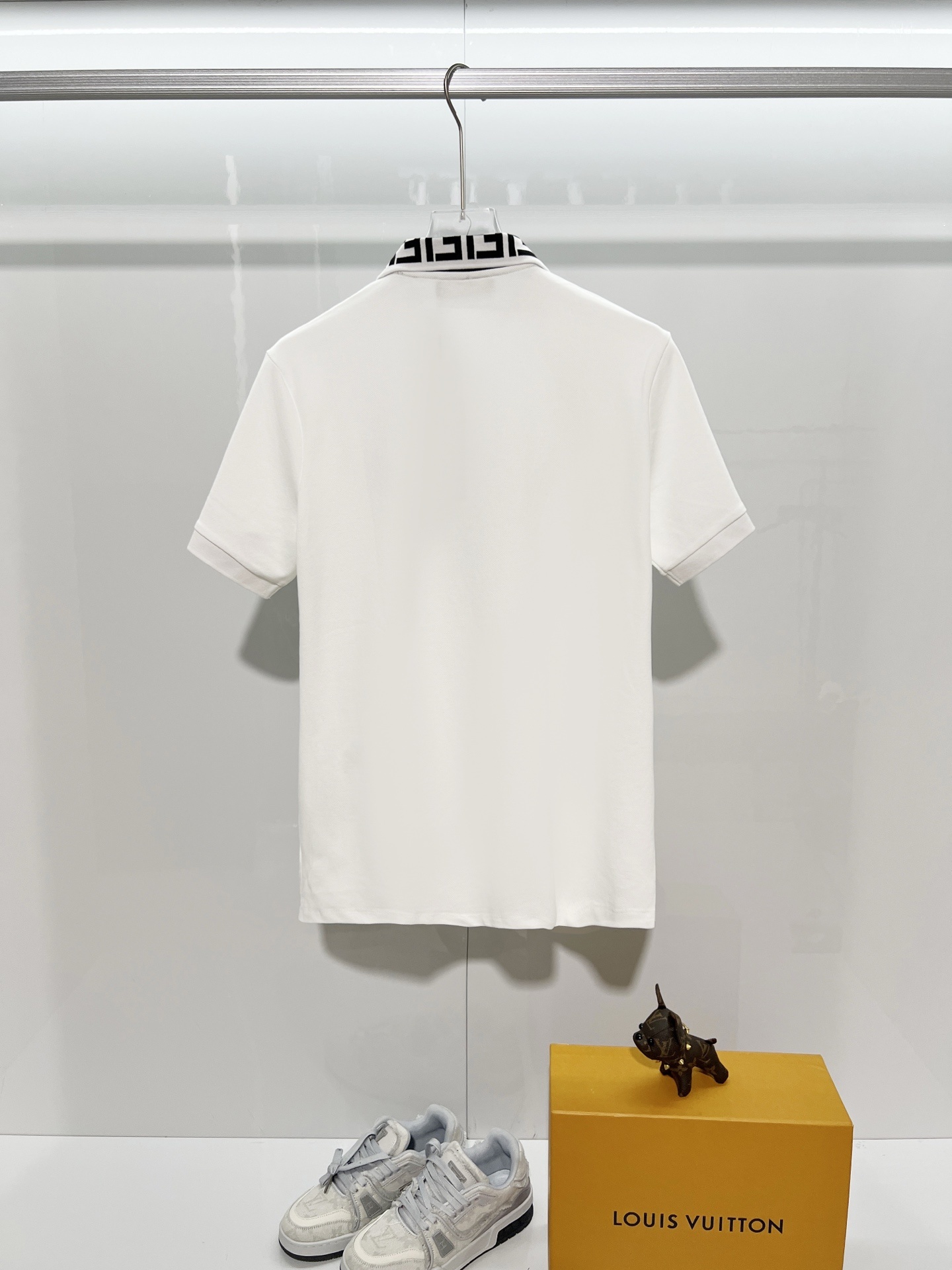 Fendi Letter Print Polo Shirt YL White