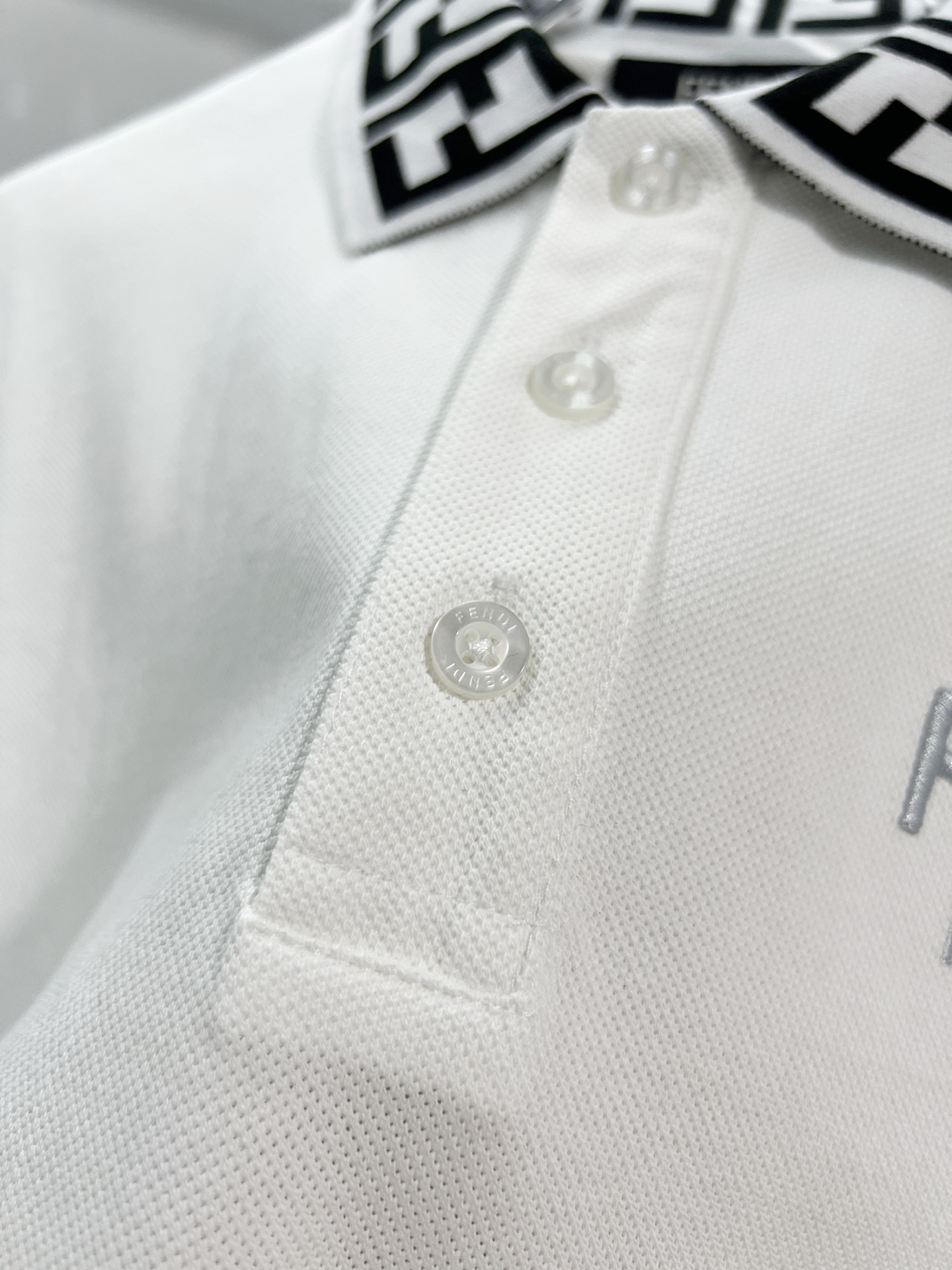 Fendi Letter Print Polo Shirt YL White
