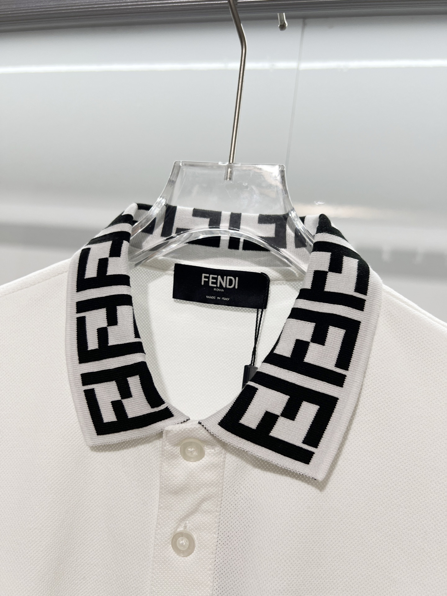 Fendi Letter Print Polo Shirt YL White