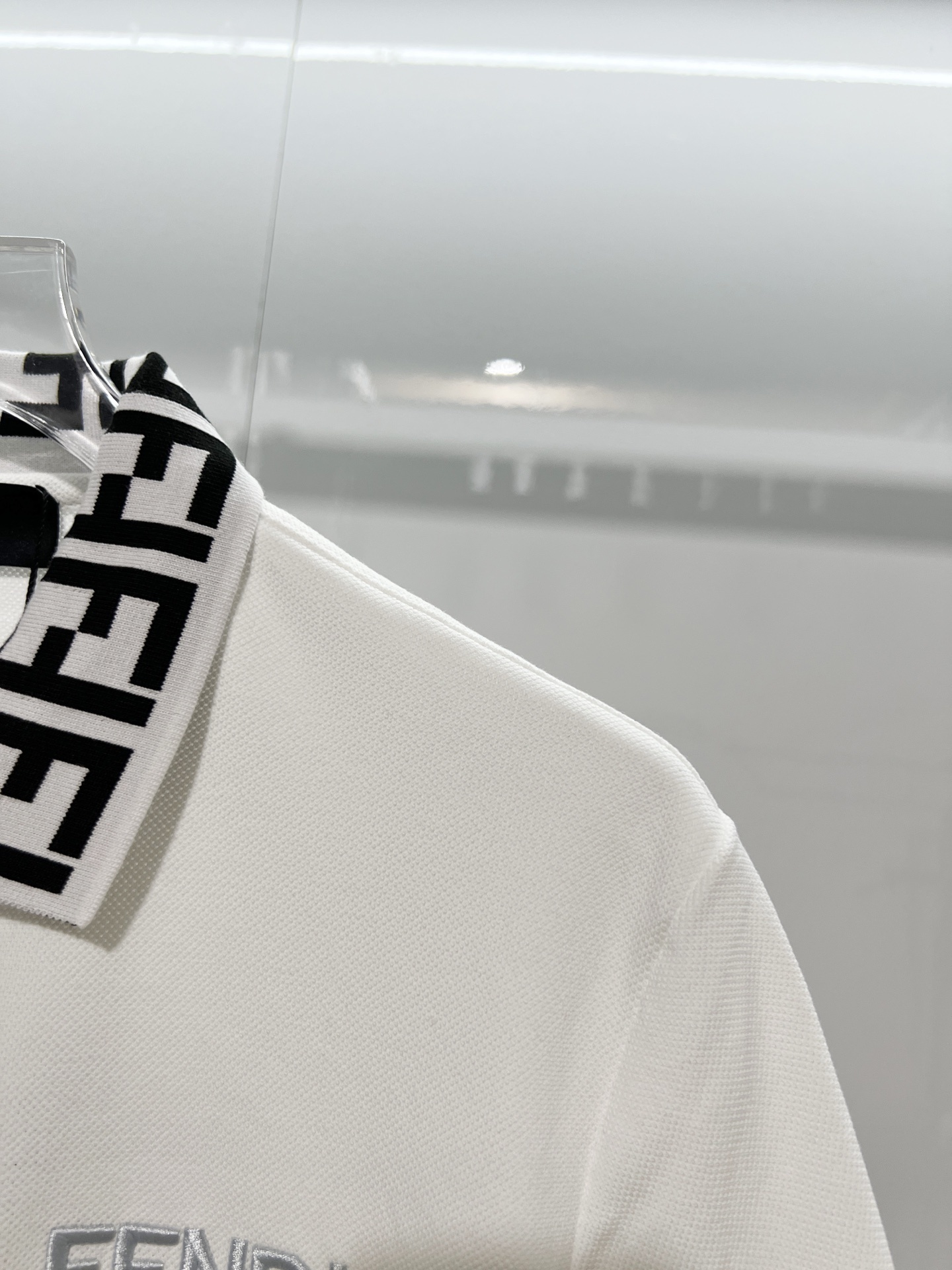 Fendi Letter Print Polo Shirt YL White