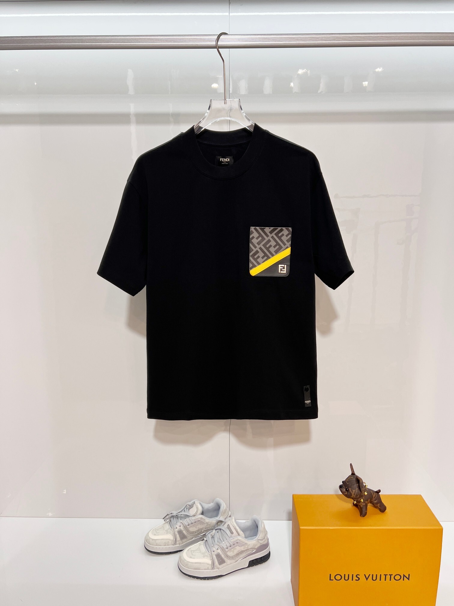 Fendi Pocket Letter T-Shirt YL Black/White