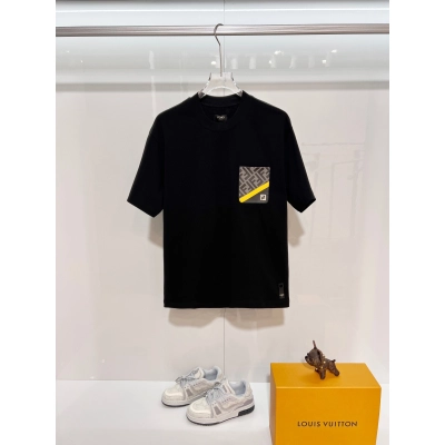 Fendi Pocket Letter T-Shirt YL Black/White 01