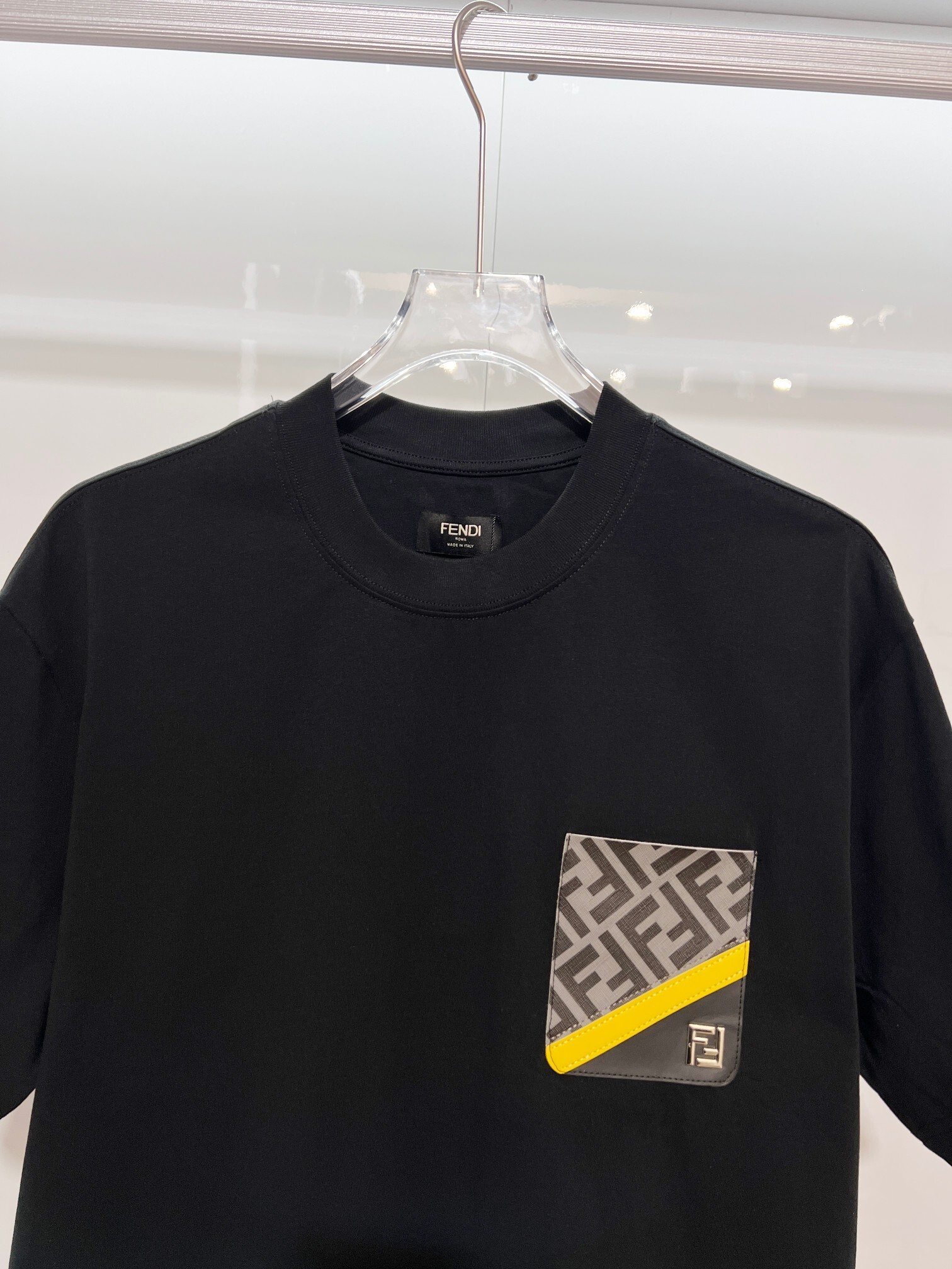 Fendi Pocket Letter T-Shirt YL Black/White