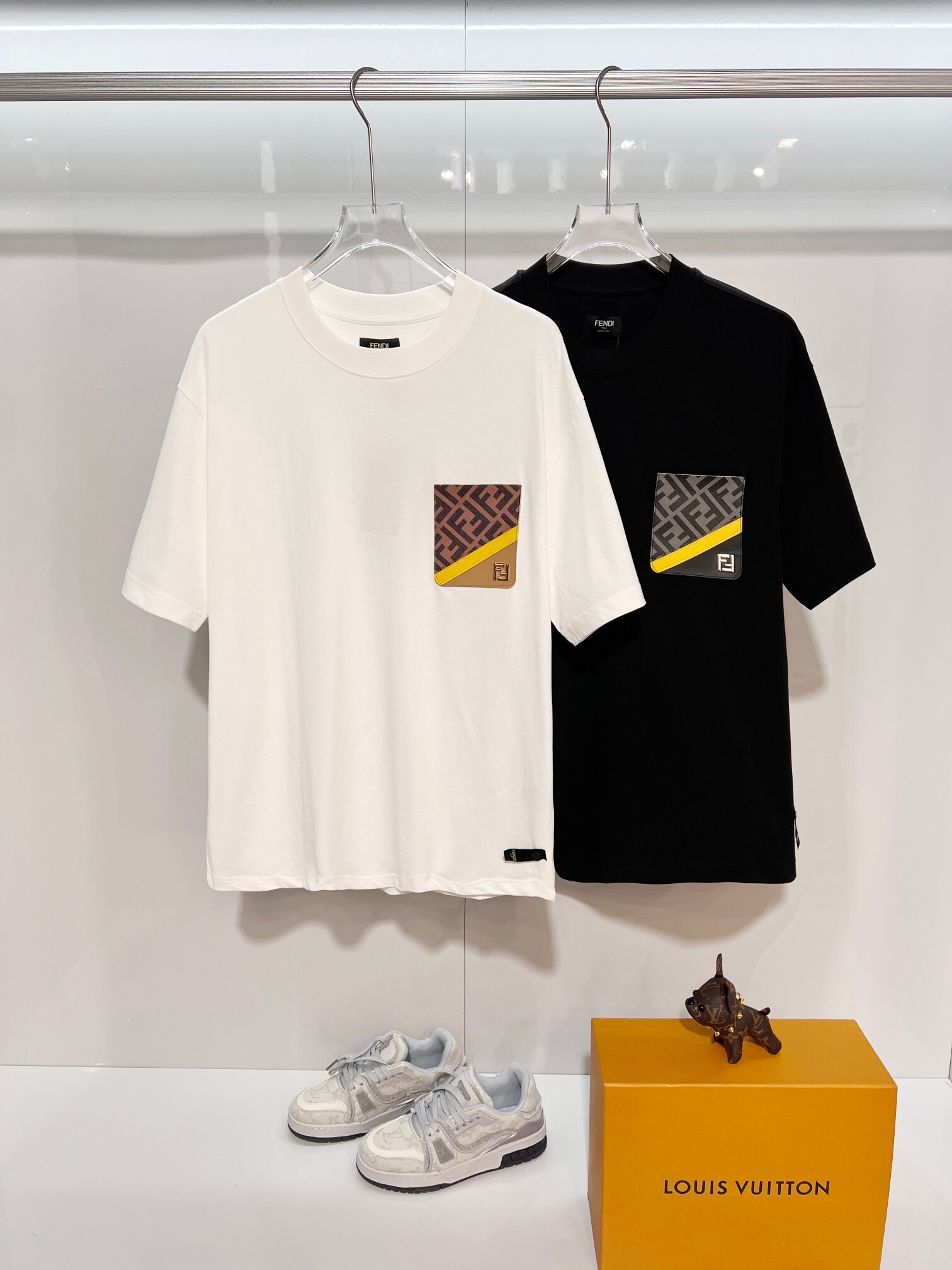 Fendi Pocket Letter T-Shirt YL Black/White