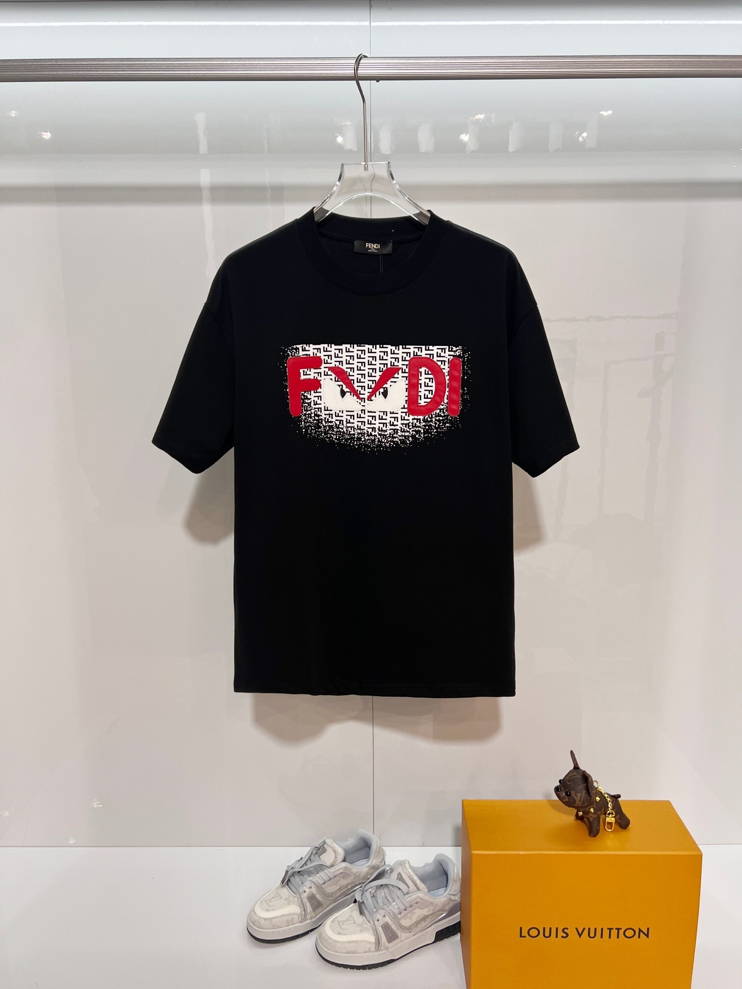 Fendi Red Eyes Letter T-shirt YL Black/White