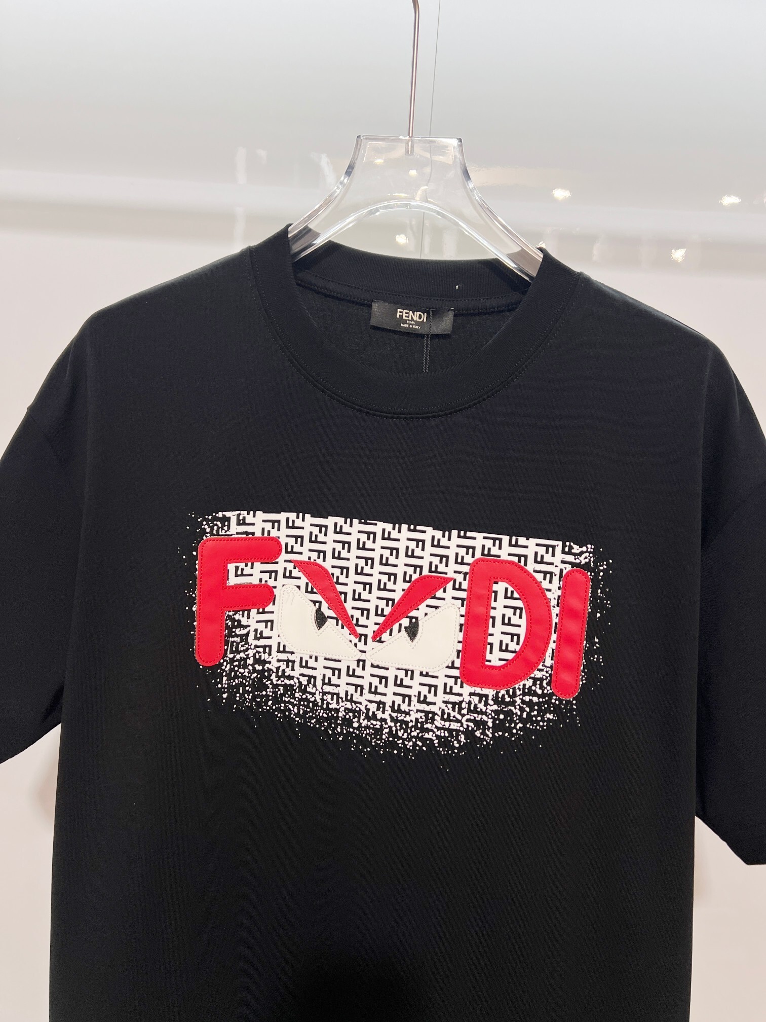 Fendi Red Eyes Letter T-shirt YL Black/White