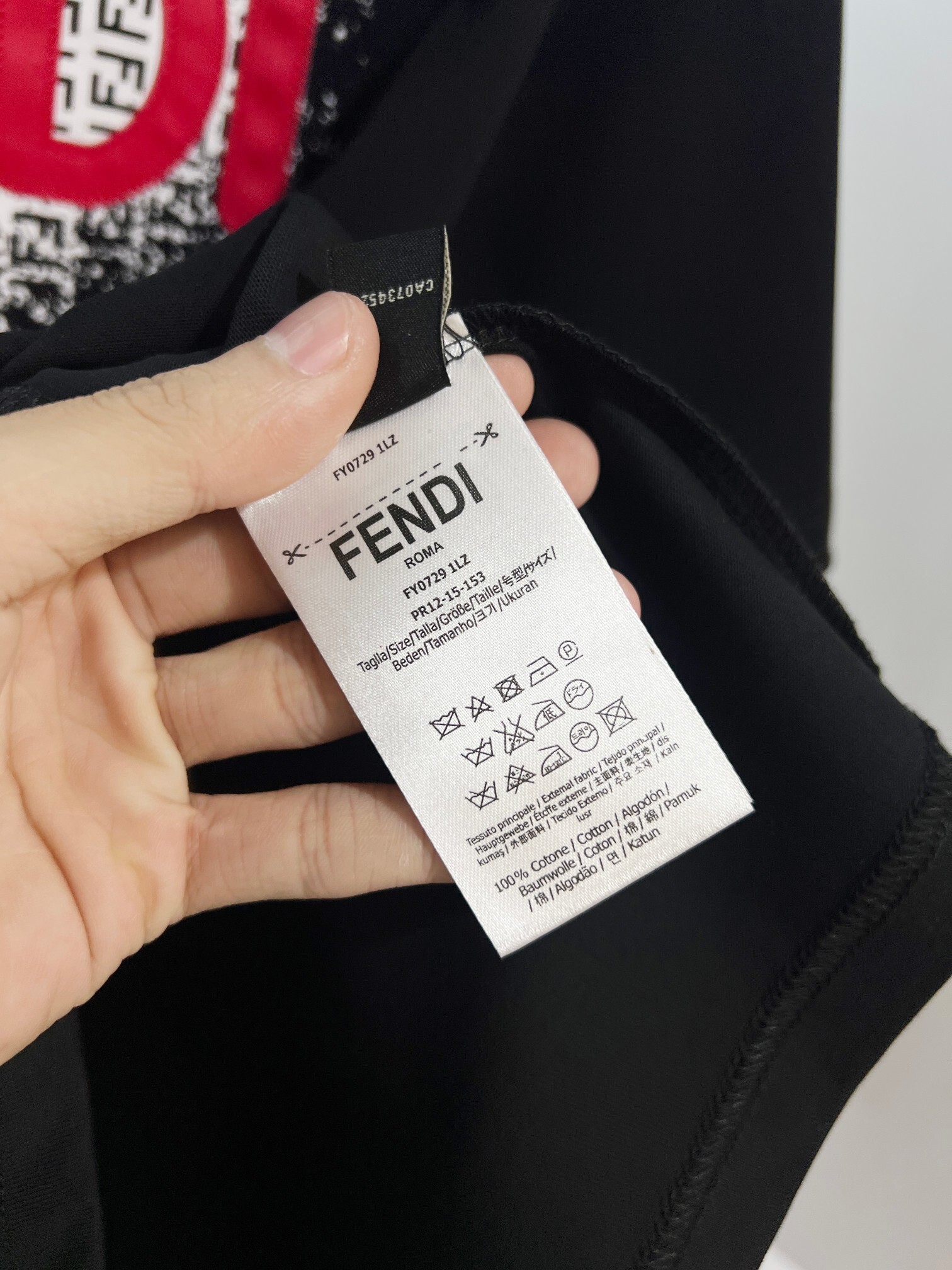 Fendi Red Eyes Letter T-shirt YL Black/White