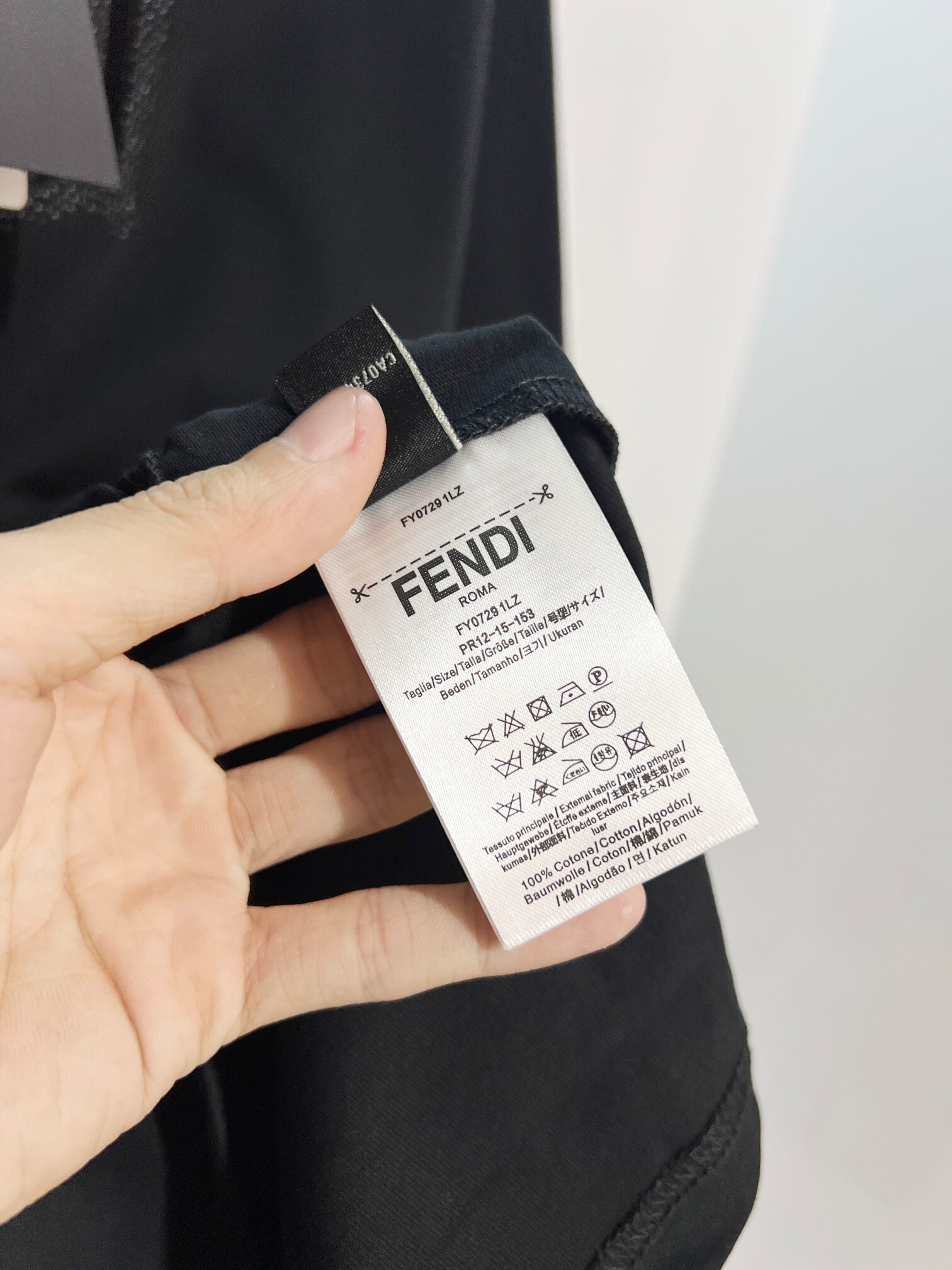 Fendi Rhinestone Letter T-shirt YL Black/White