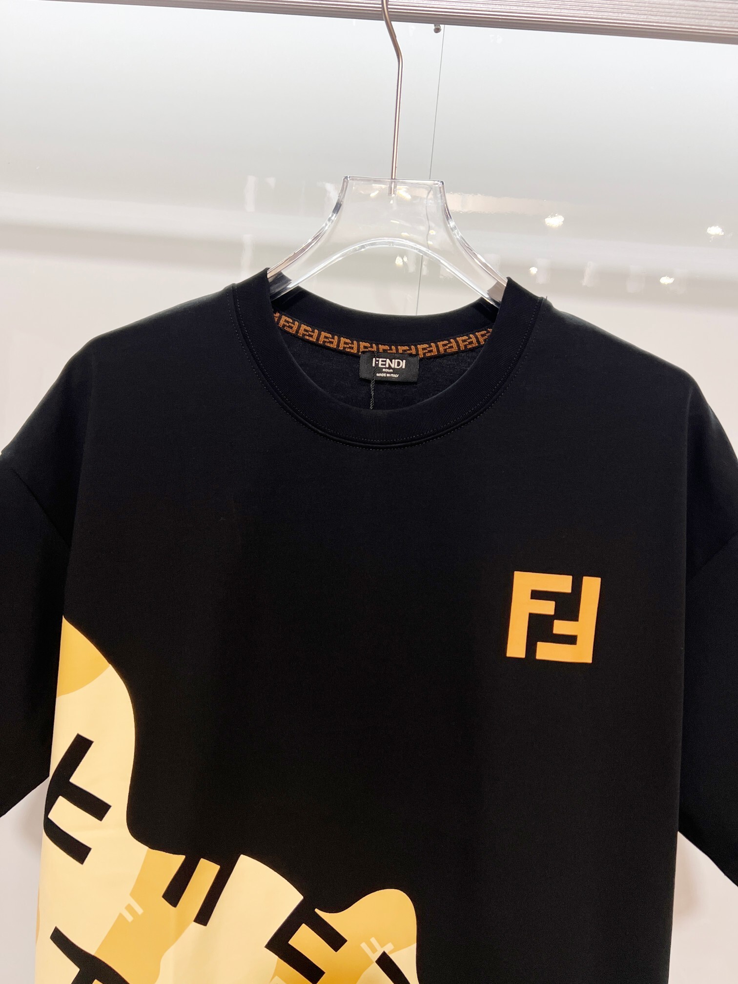 Fendi Semi-Printed Letter T-Shirt YL Black/White
