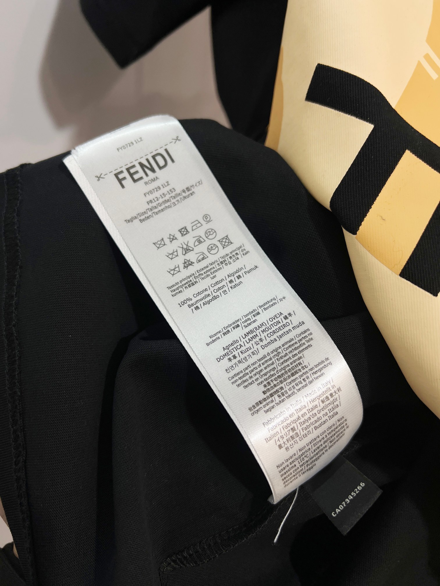 Fendi Semi-Printed Letter T-Shirt YL Black/White