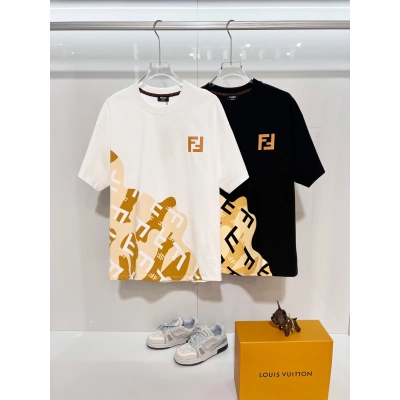 Fendi Semi-Printed Letter T-Shirt YL Black/White 02