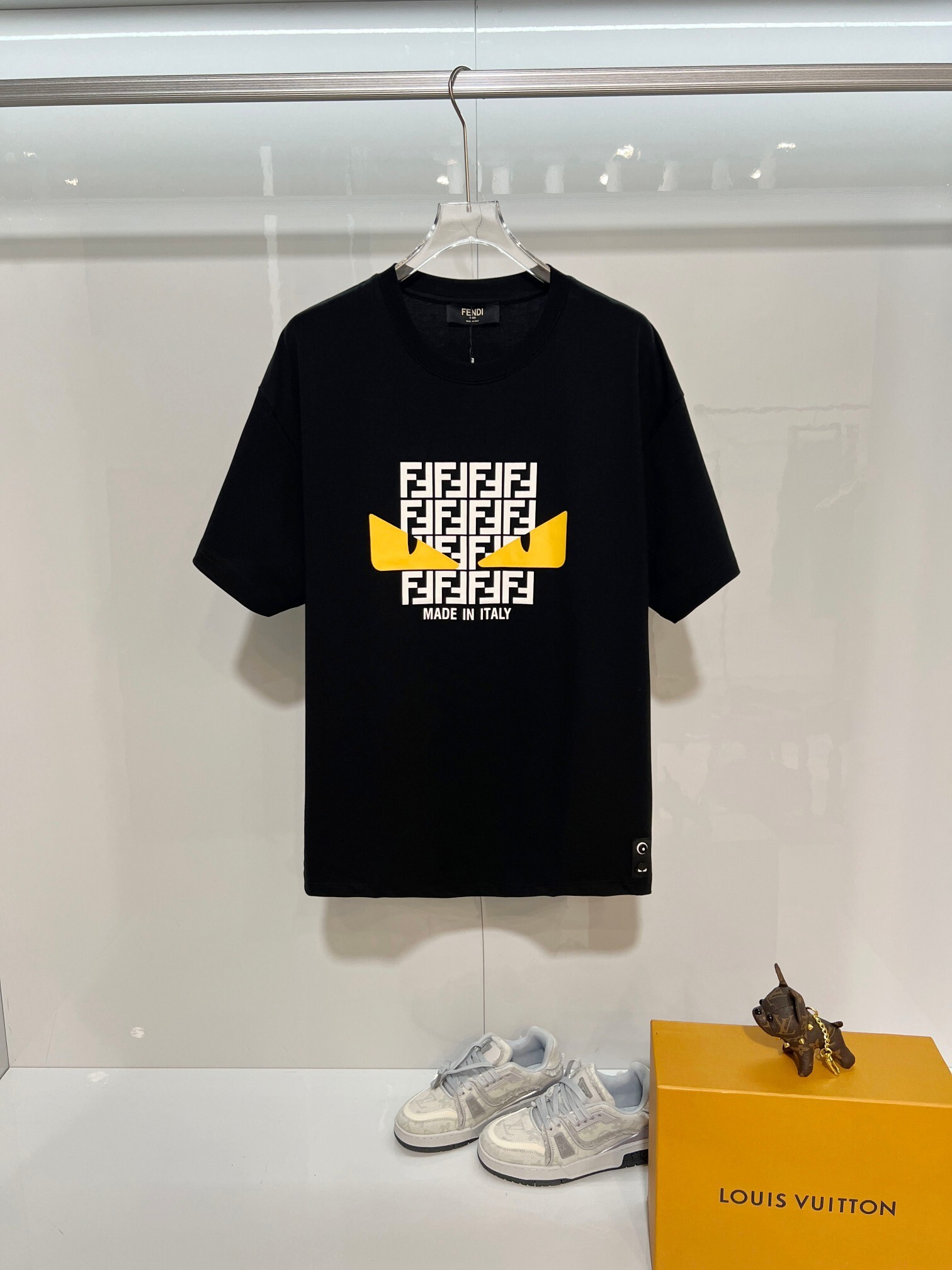 Fendi Square Eyes Letter T-shirt YL Black/White