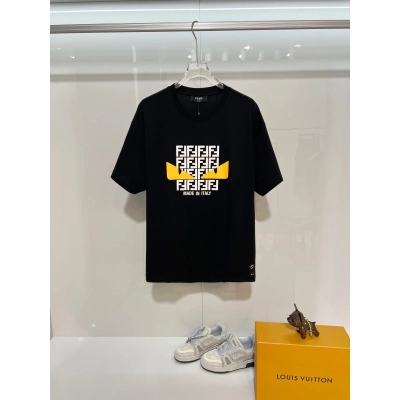 Fendi Square Eyes Letter T-shirt YL Black/White 01