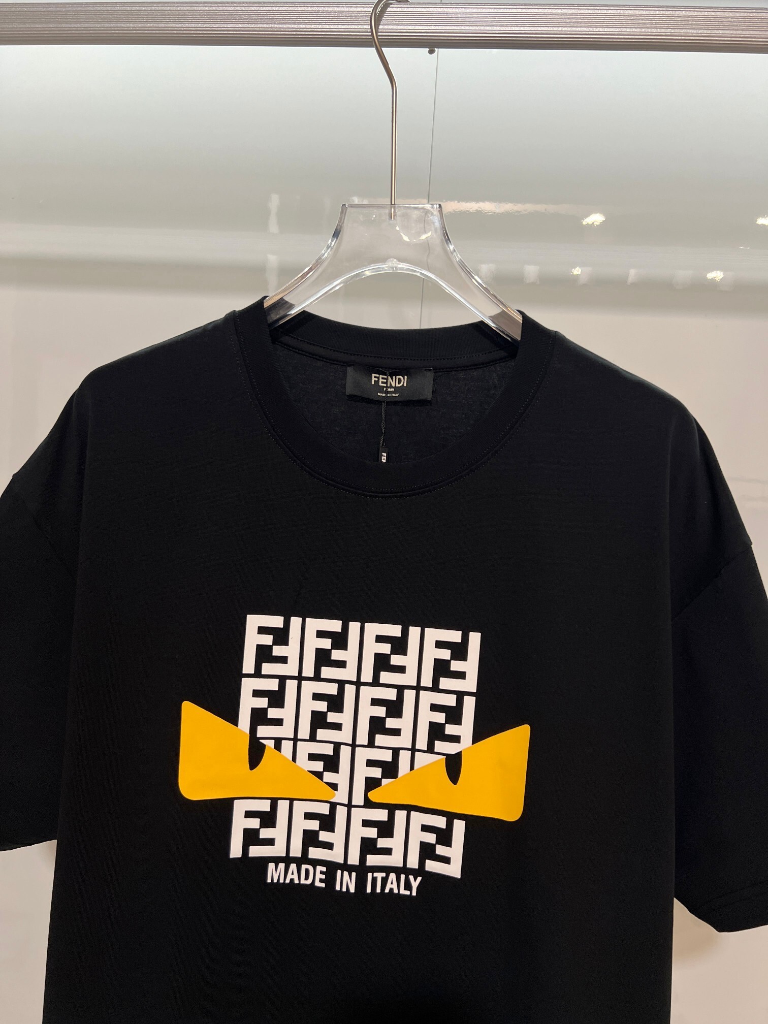 Fendi Square Eyes Letter T-shirt YL Black/White