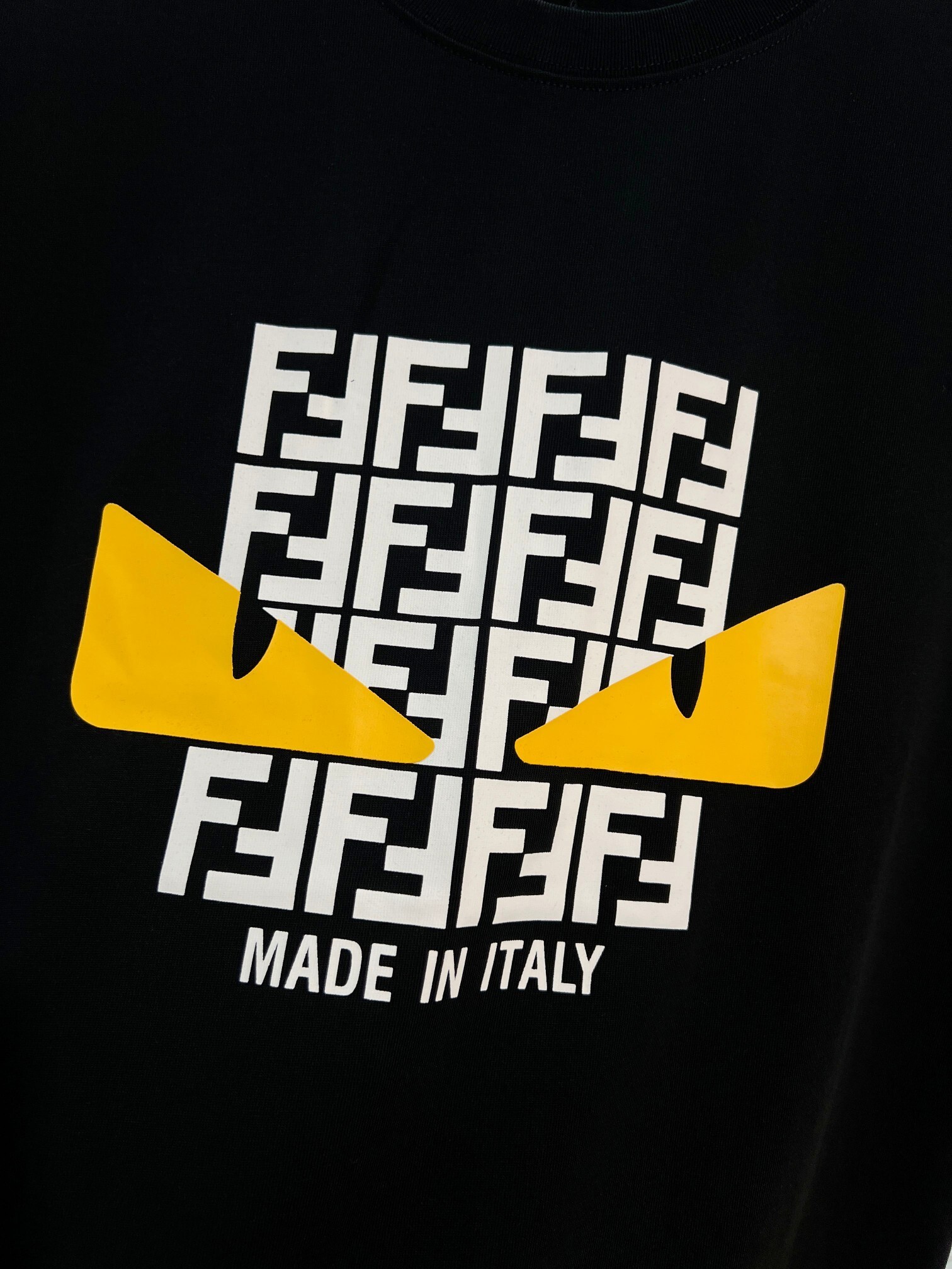 Fendi Square Eyes Letter T-shirt YL Black/White