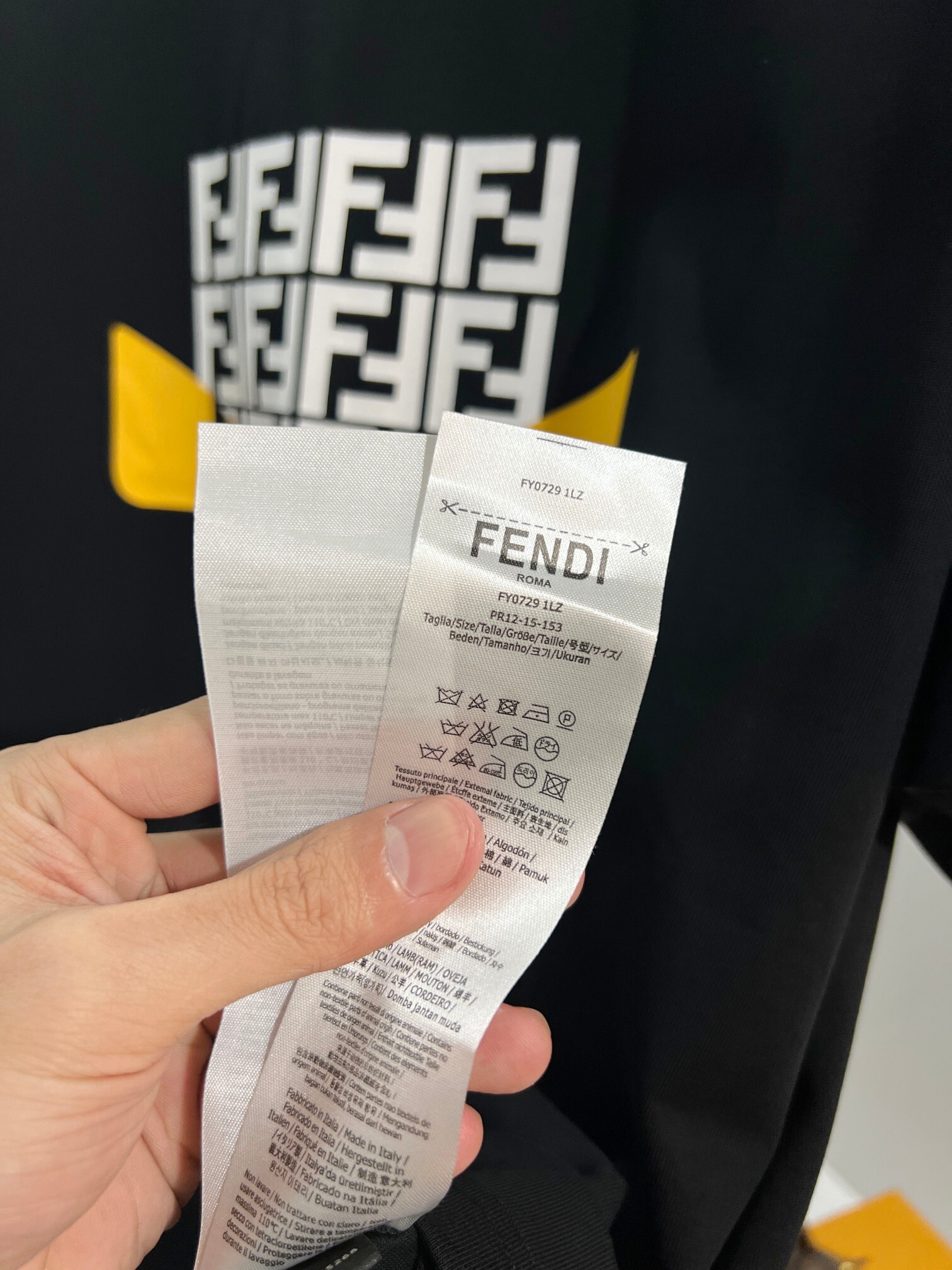 Fendi Square Eyes Letter T-shirt YL Black/White